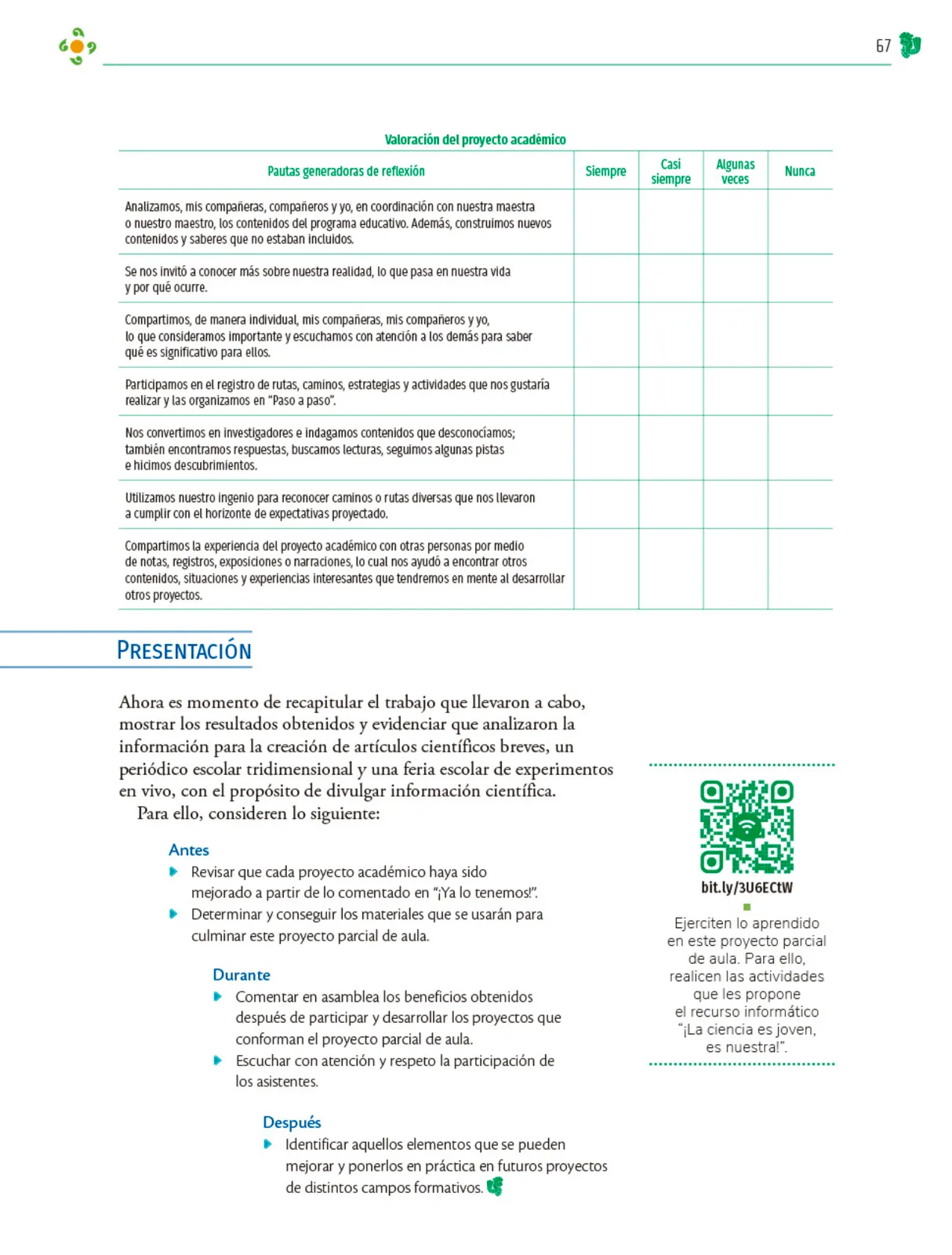 Miniatura página 68 de Colección Nanahuatzin. Nuestro libro de Proyectos.  Tomo III.  Libro de Educación Telesecundaria Grado 3°  Ciclo Escolar 2025 - 2026