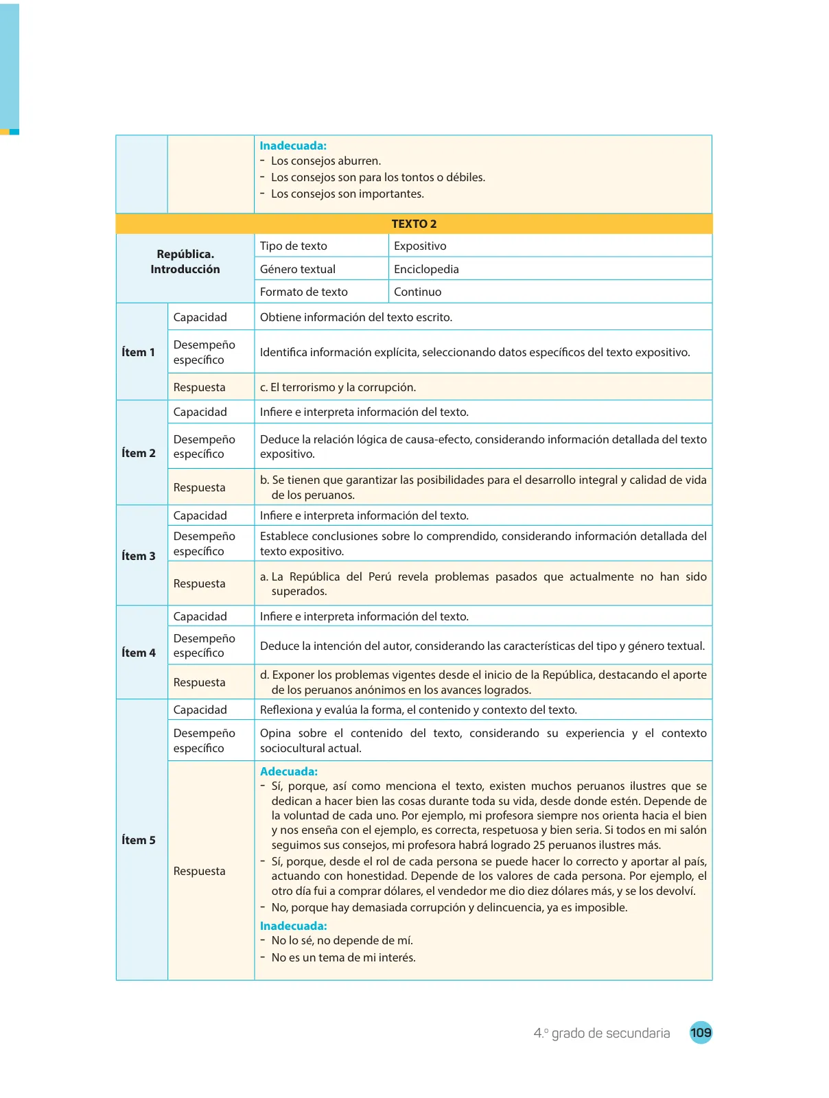 Miniatura página 111 de Comprensión lectora : manual para el docente de cuarto grado de Secundaria 2018 · 2018