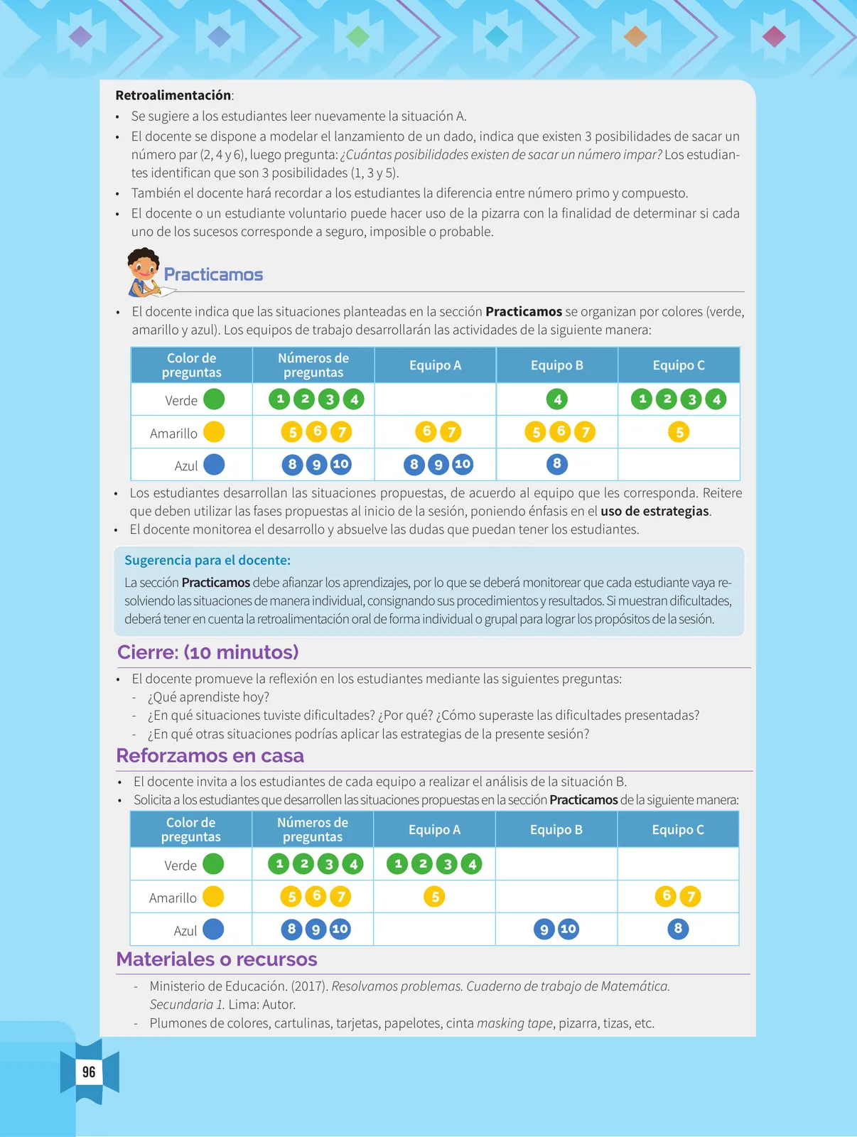 Página 98 de Resolvamos problemas 1 : manual para el docente 2018 · 2018