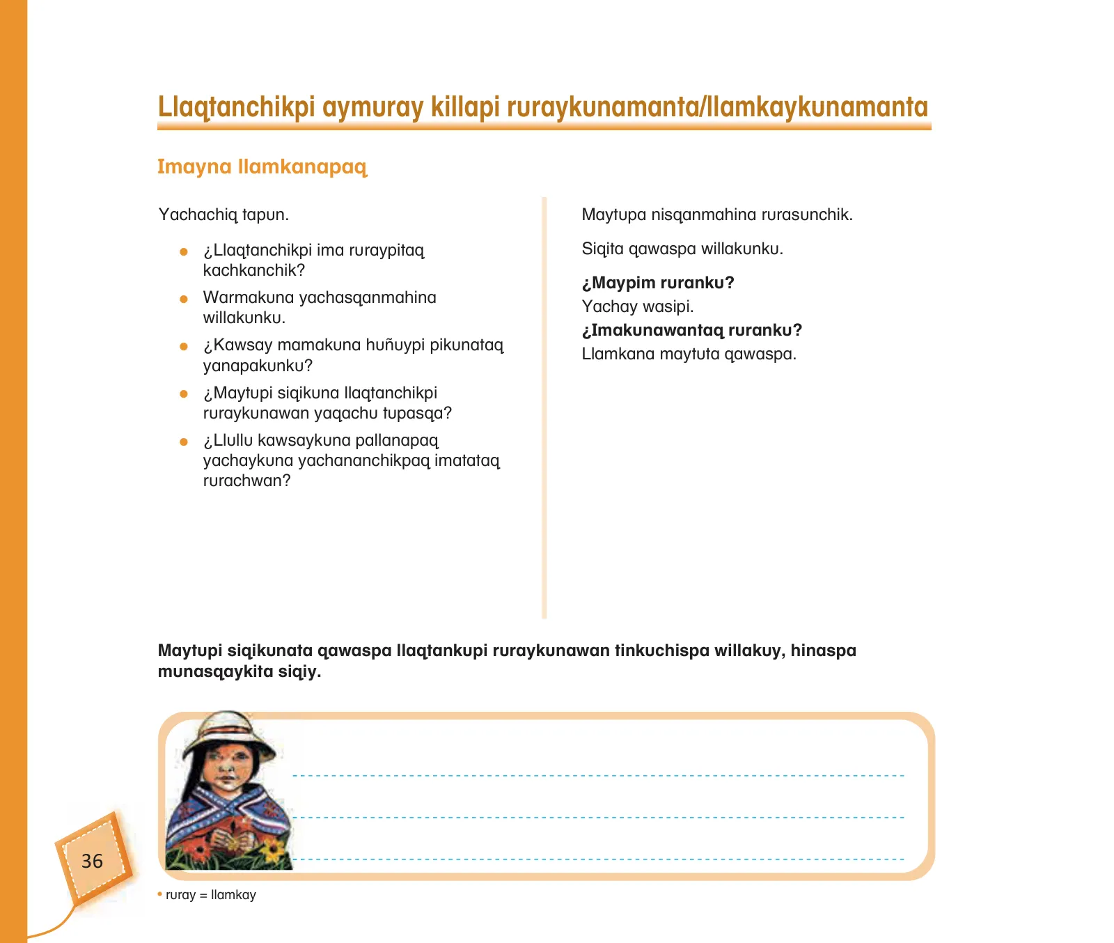 Página 38 de Kuska yachasunchik : cuaderno de trabajo y folder - inicial 4 años - Quechua chanka · 2020