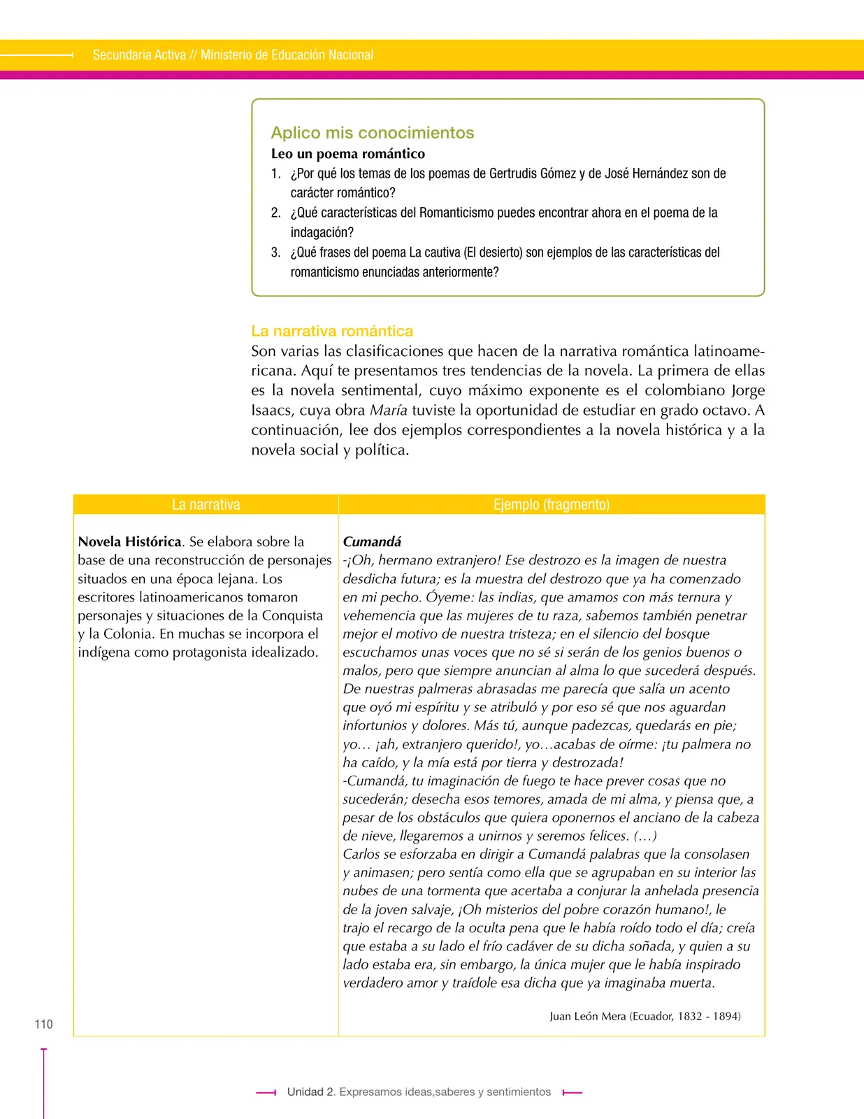 Página 110 de Lenguaje 9° · Secundaria Activa
