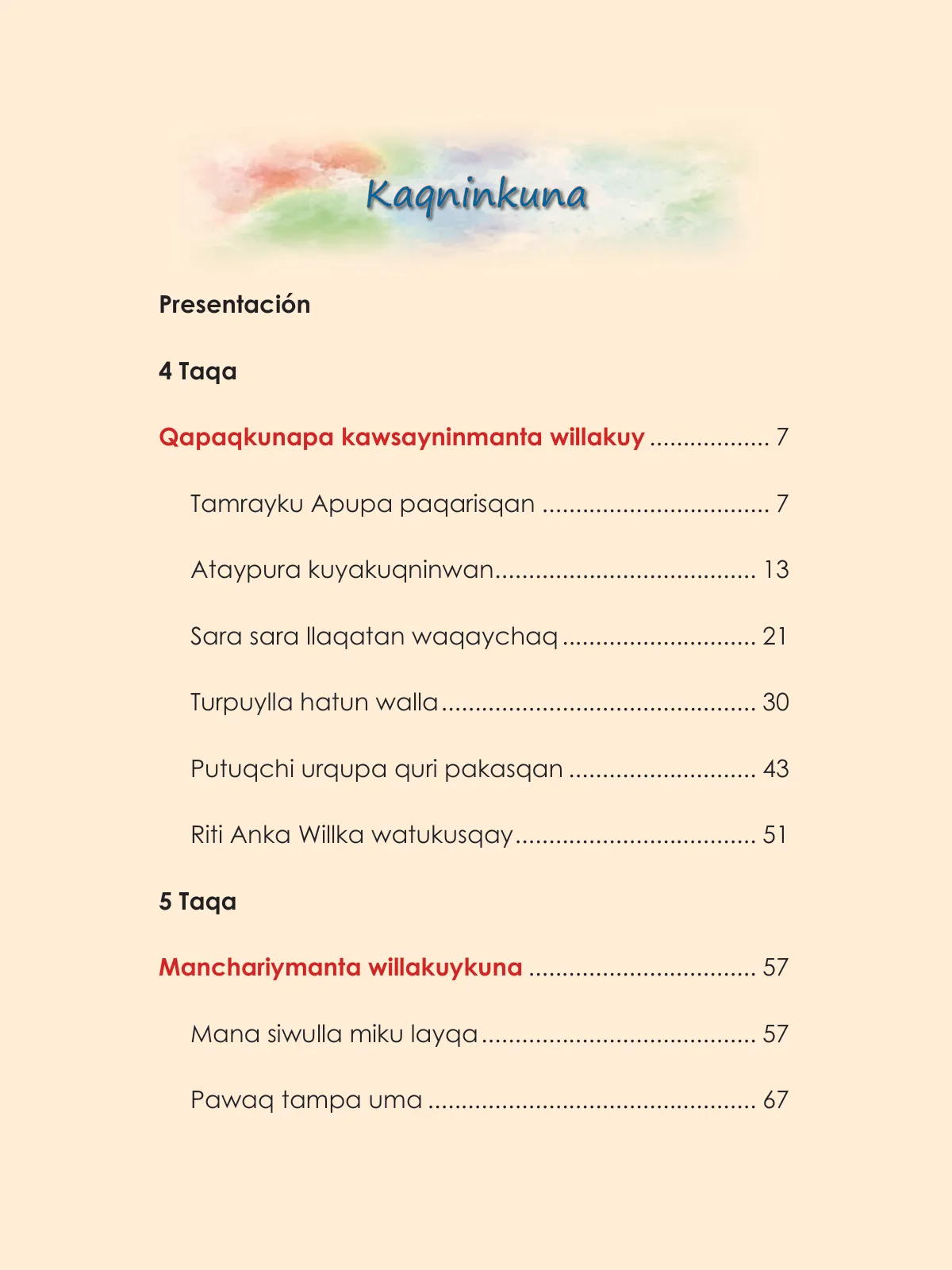 Miniatura página 6 de Willakuykuna maytu - Chanka Literatura 2 - 2° Secundaria - Quechua chanka · 2023
