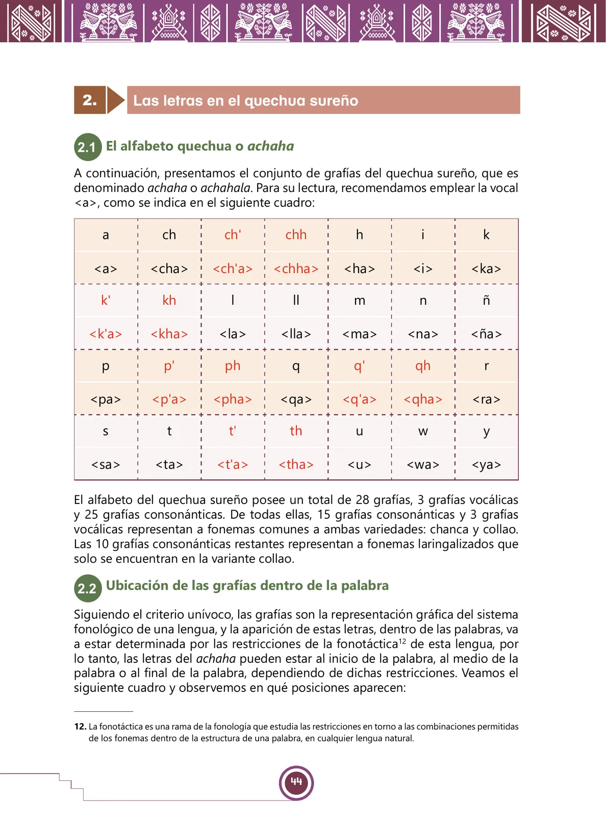 Miniatura página 46 de Urin Qichwa Qillqay Yachana Mayt'u = Manual de escritura quechua sureño · 2021