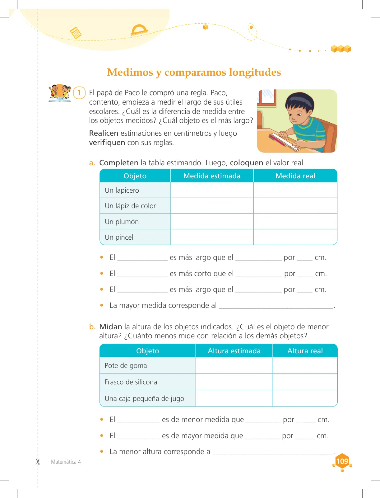 Página 109 de Matemática 4 : cuaderno de trabajo para cuarto grado de Educación Primaria 2018 · 2018