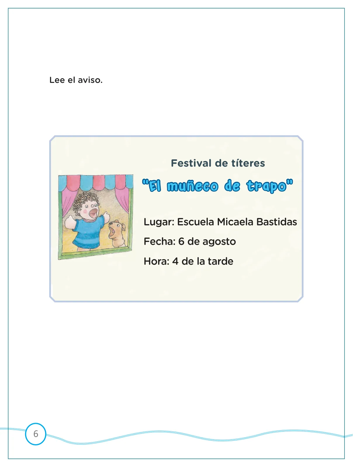 Miniatura página 6 de Kit de evaluación Proceso 2 Demostrando lo que aprendimos : Comunicación, segundo trimestre, ﻿Segundo grado - Primaria · 2019