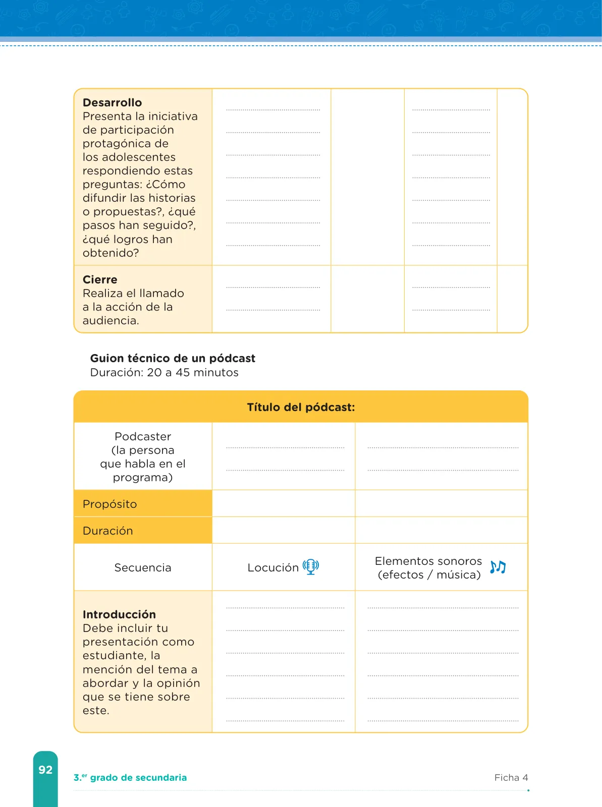 Página 94 de Fichas de aprendizaje de Comunicación 3 · 2024