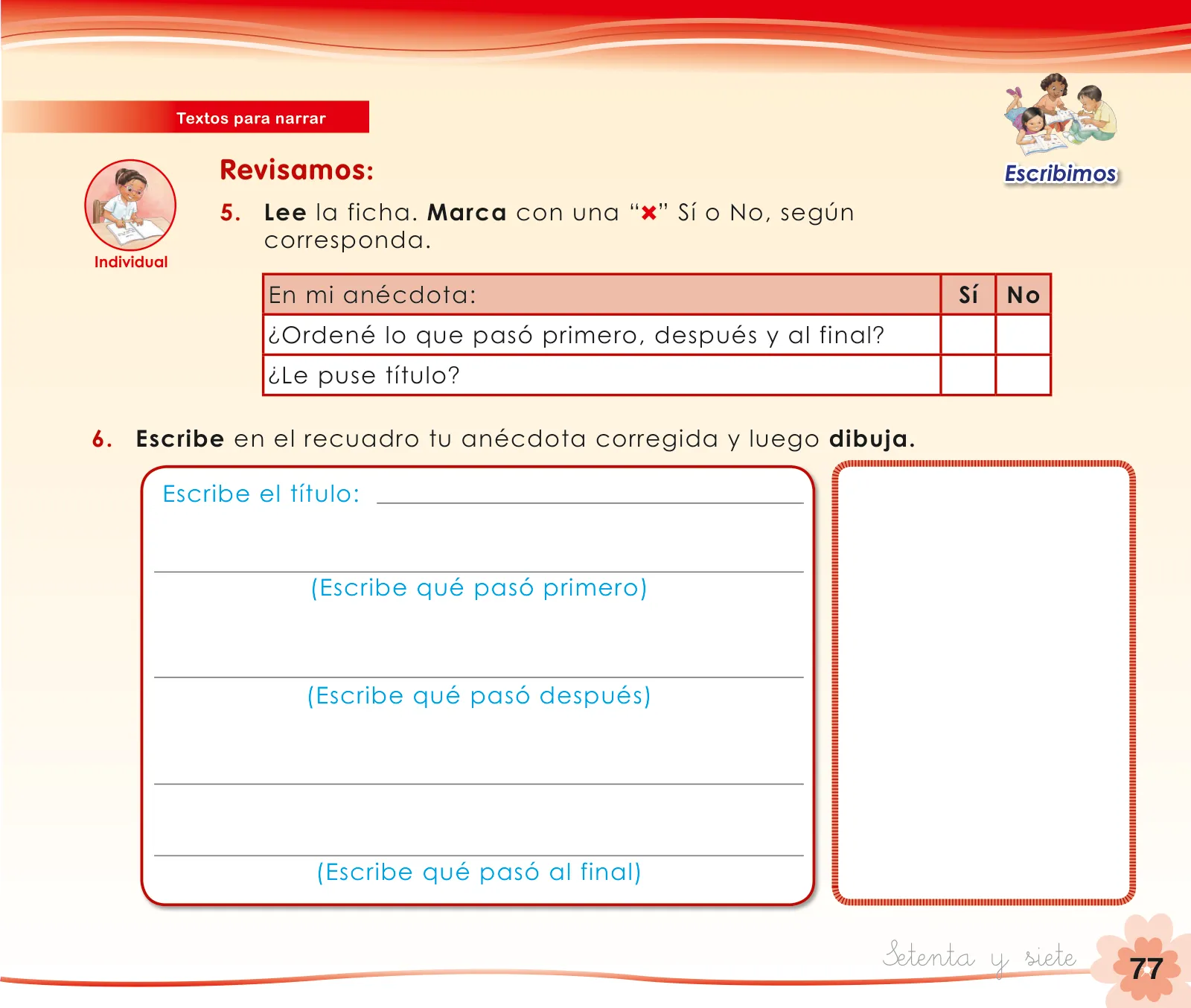 Miniatura página 79 de Comunicación 1 : cuaderno de trabajo para primer grado de Educación Primaria 2019 · 2019