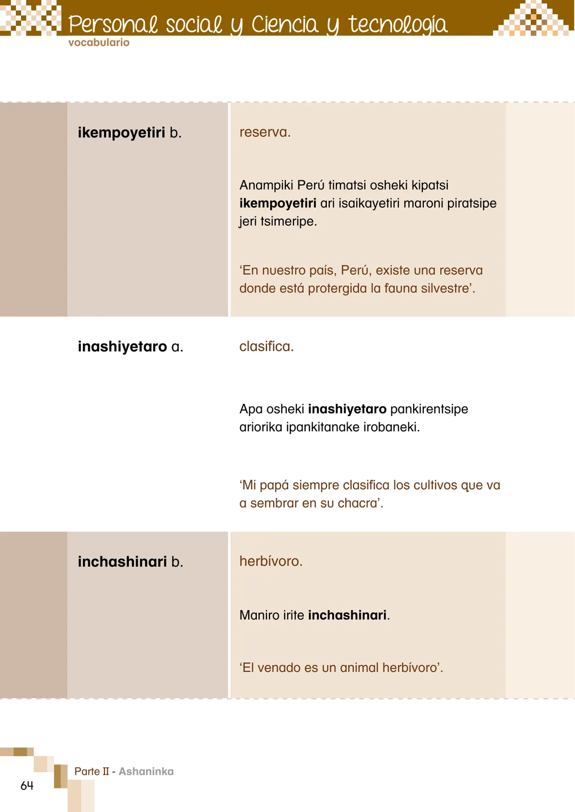 Miniatura página 66 de Ñantsipe Ayoyetajeri Ashaninka = Vocabulario pedagógico Ashaninka · 2021