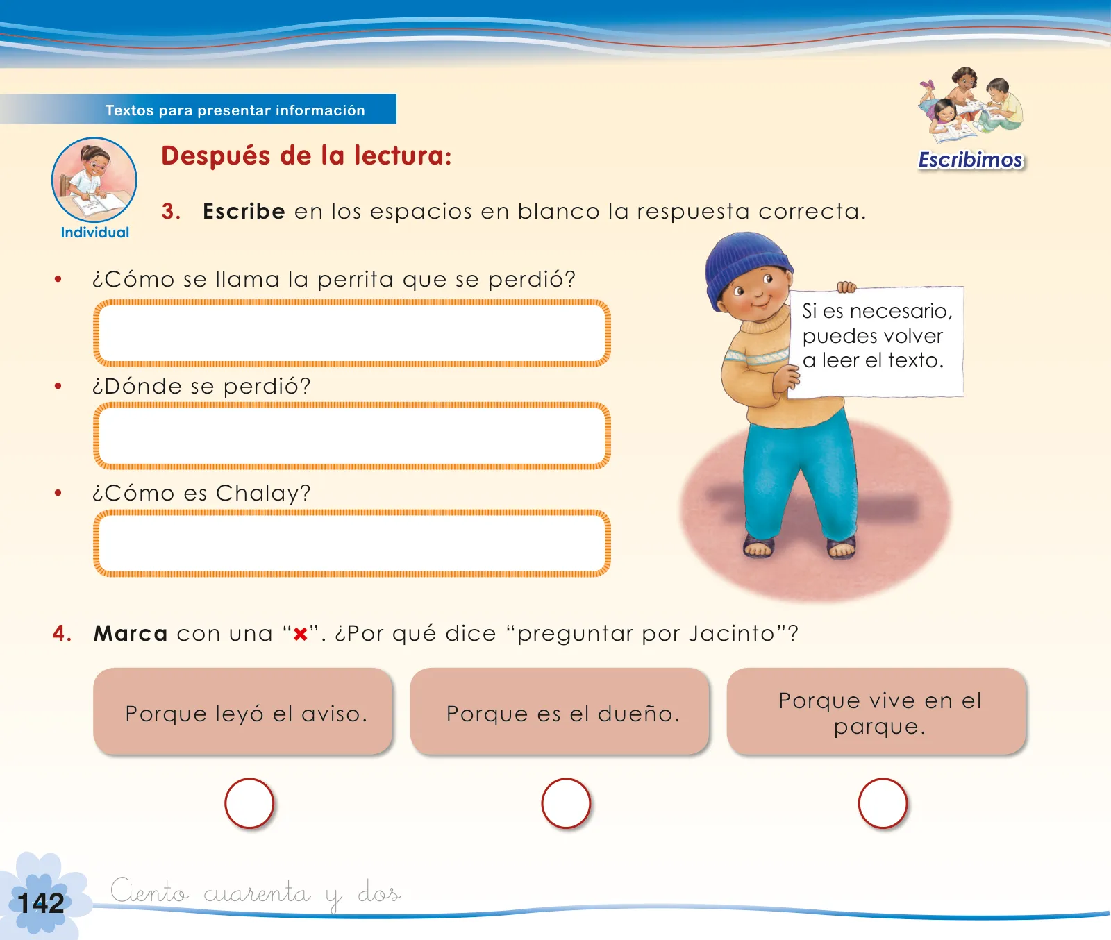 Miniatura página 144 de Comunicación 1 : cuaderno de trabajo para primer grado de Educación Primaria 2019 · 2019