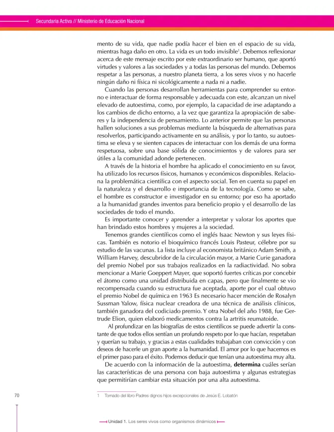 Página 70 de Ciencias Naturales 8° · Secundaria Activa