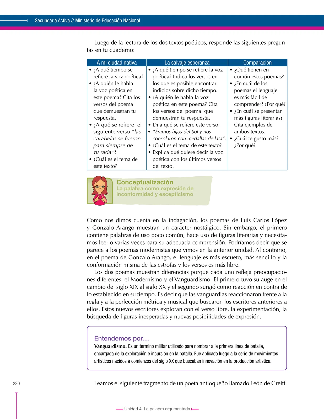 Página 230 de Lenguaje 8° · Secundaria Activa