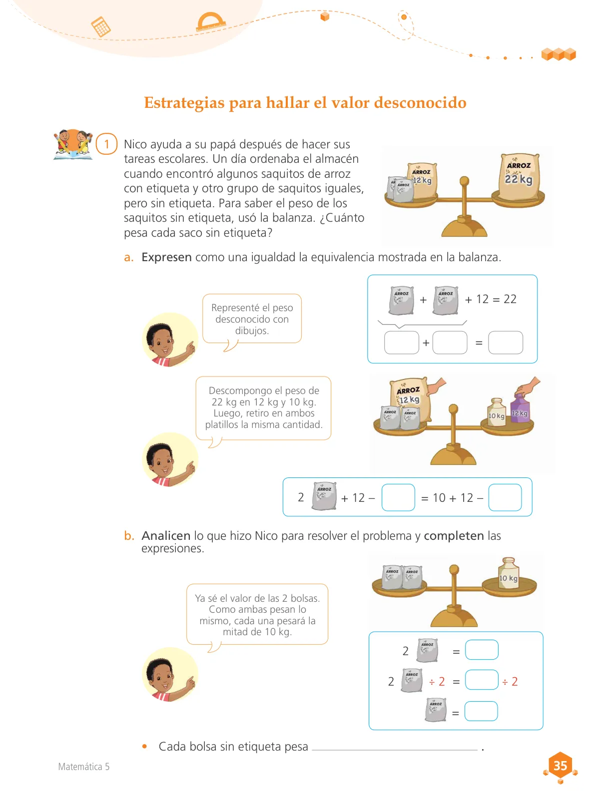Página 36 de Matemática 5 : cuaderno de trabajo para quinto grado de Educación Primaria 2018 · 2018