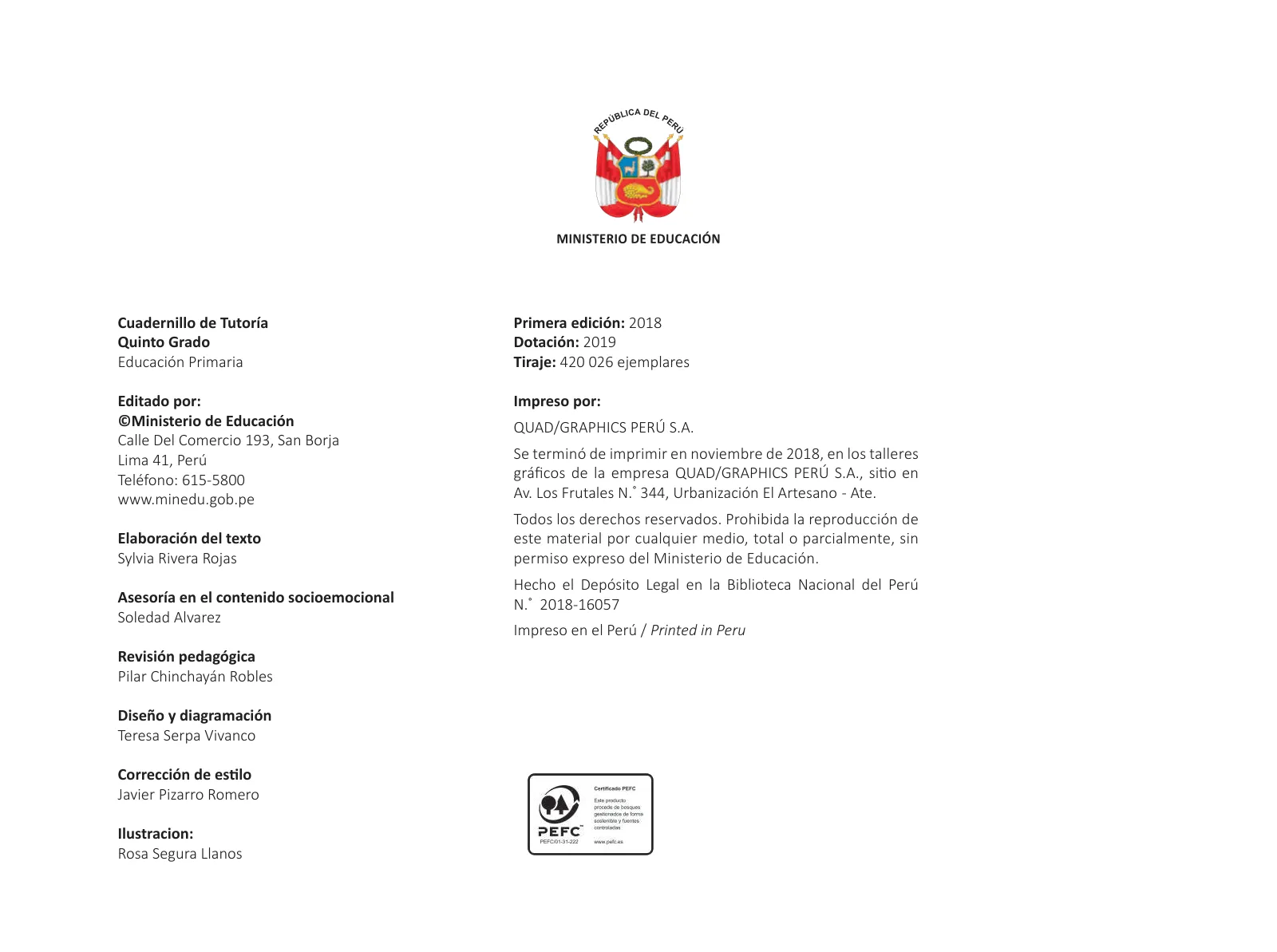 Página 4 de Cuadernillo de Tutoría Quinto Grado Educación Primaria 2019 · 2019
