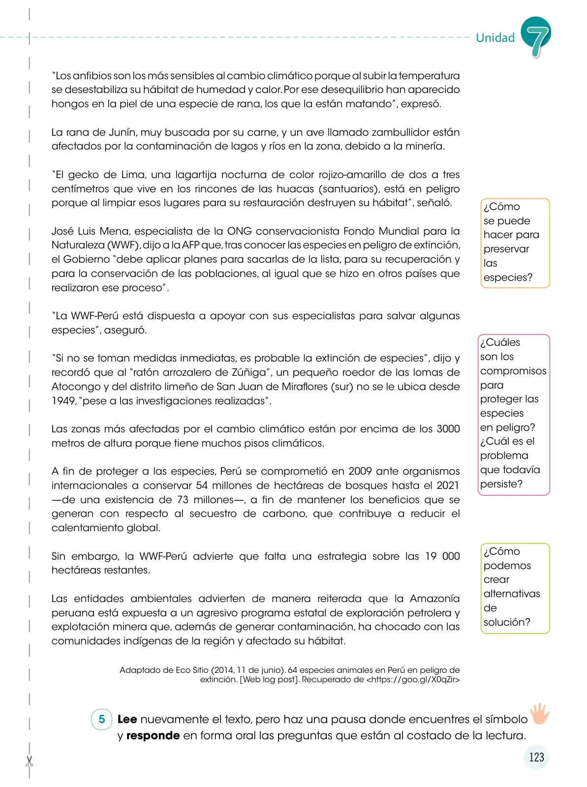 Miniatura página 124 de Comunicación 5 : cuaderno de trabajo para quinto grado de Educación Primaria 2019 · 2019