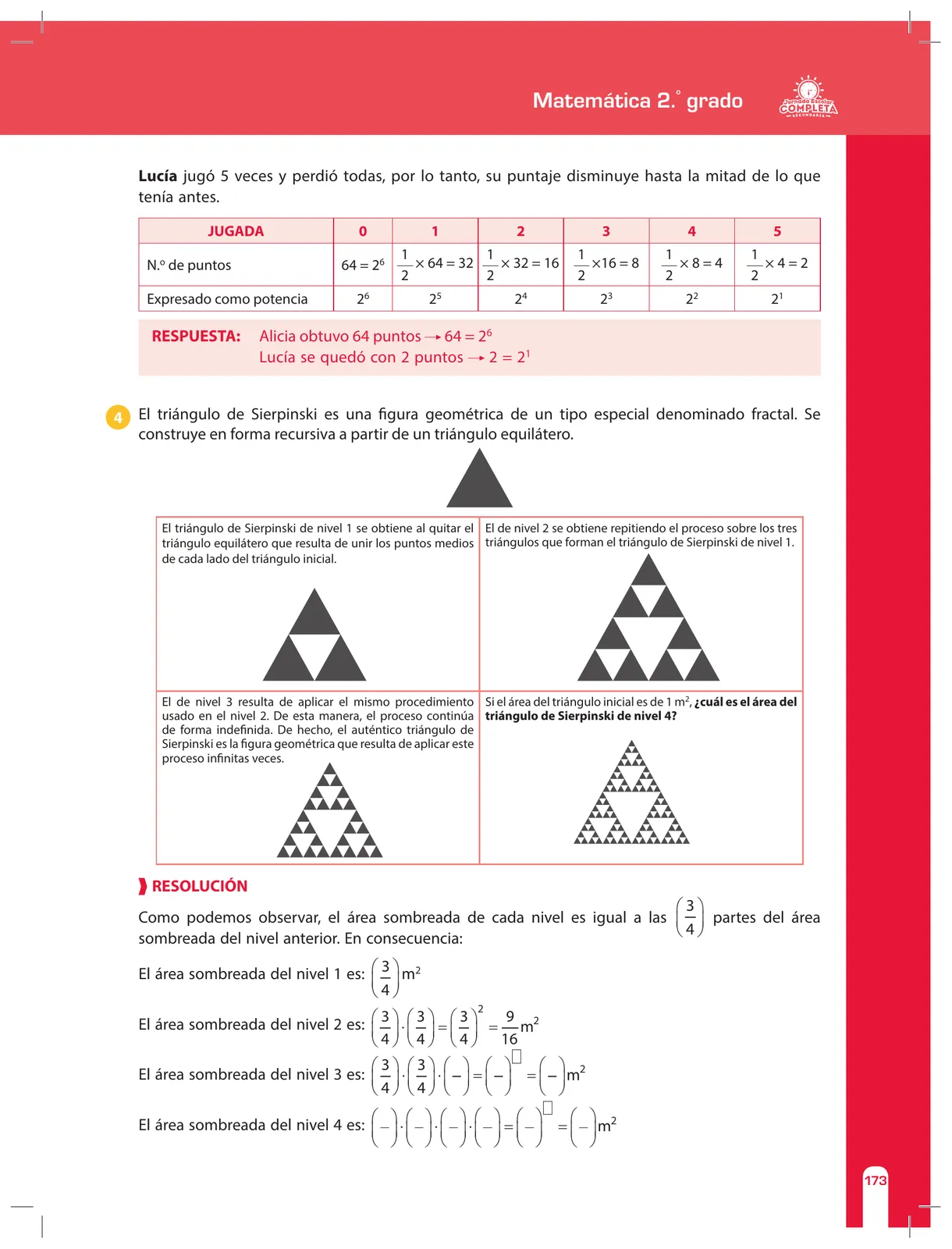 Página 173 de Matemática 2 : cuaderno de reforzamiento pedagógico - JEC · 2016