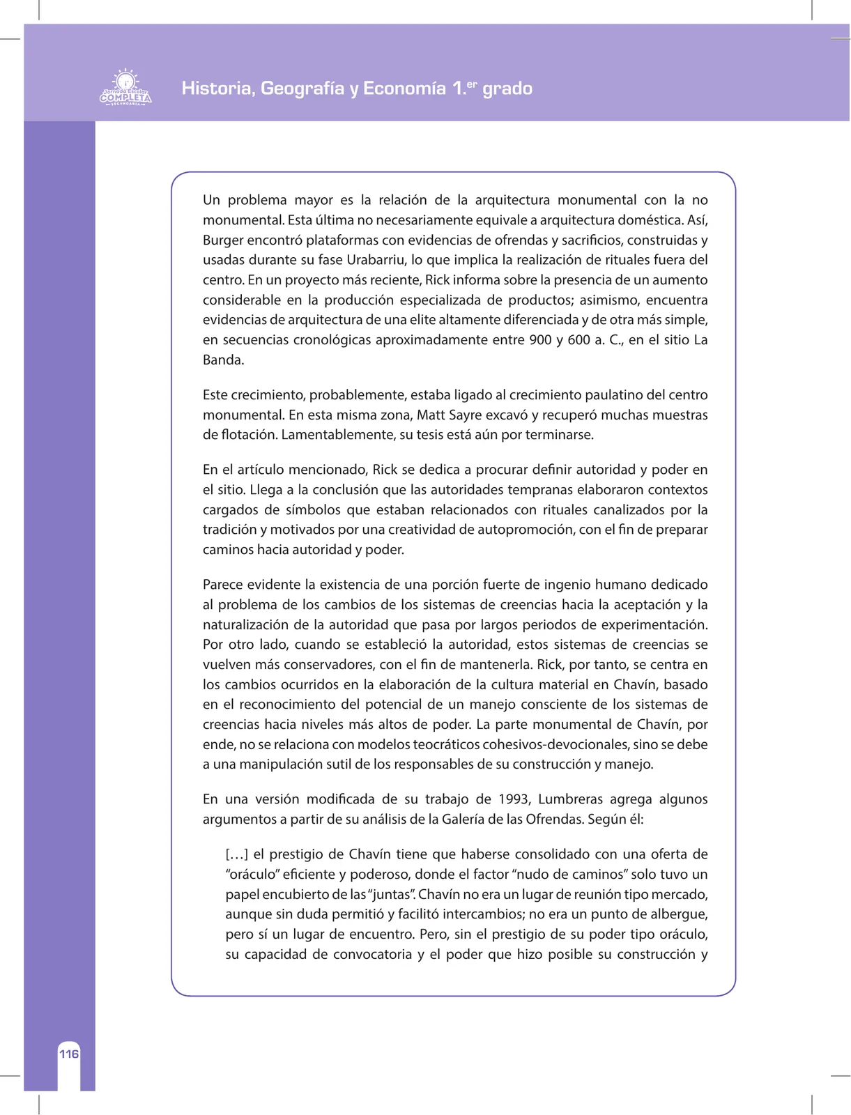 Miniatura página 116 de Historia, Geografía y Economía 1 : cuaderno de reforzamiento pedagógico - JEC · 2016