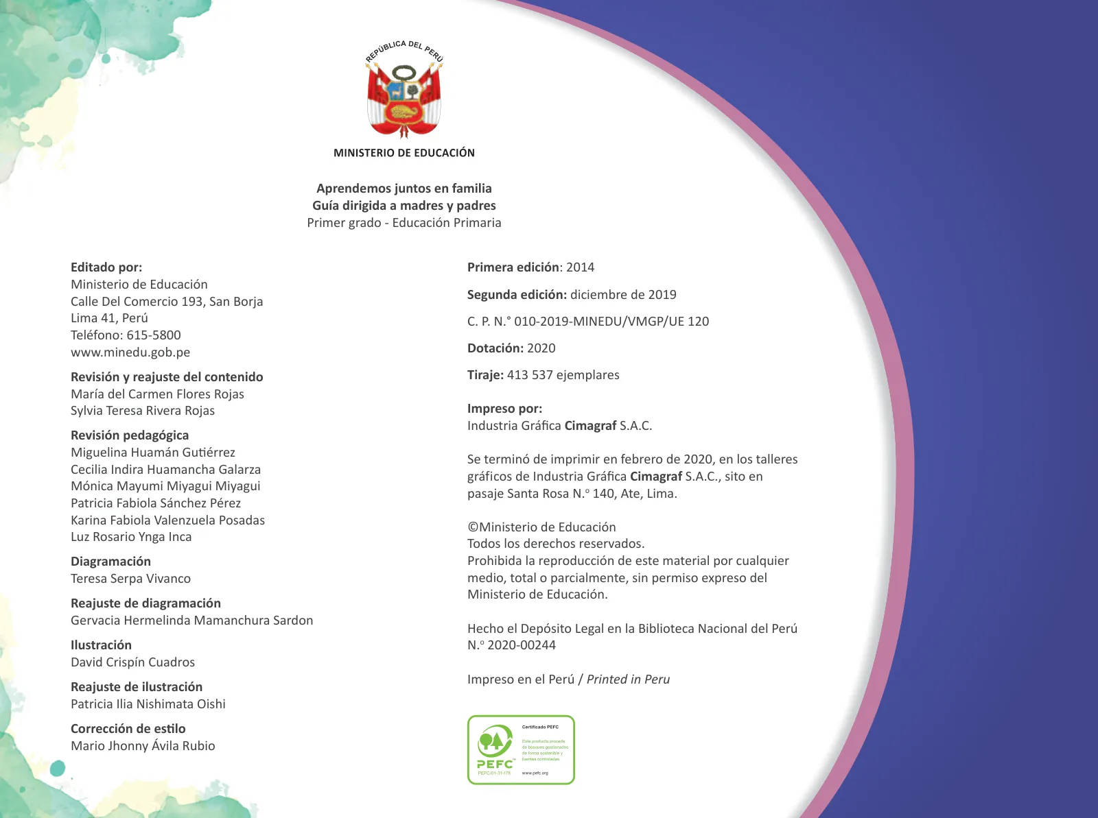 Página 4 de Aprendemos juntos en familia : guía dirigida a madres y padres. Primer grado de Educación Primaria · 2019