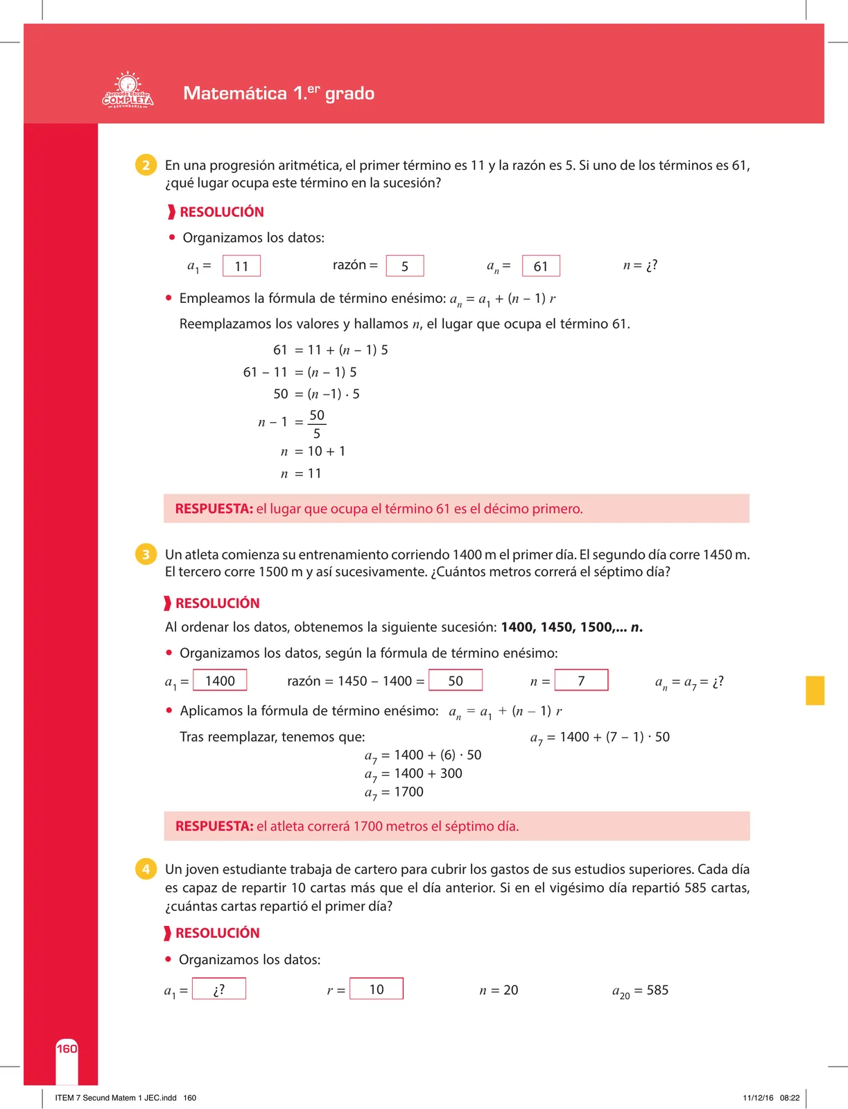 Miniatura página 160 de Matemática 1 : cuaderno de reforzamiento pedagógico - JEC · 2016
