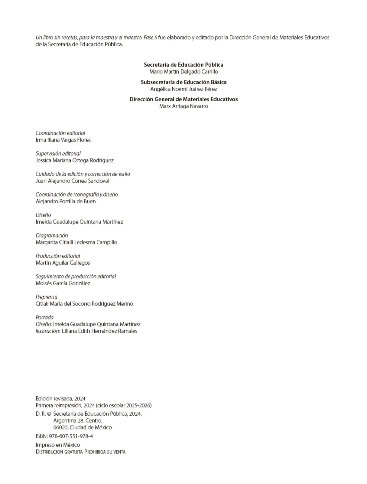 Página 3 de Un libro sin recetas, para la maestra y el maestro. Fase 5  Libro de Educación Primaria Grado 5°, 6°  Ciclo Escolar 2025 - 2026