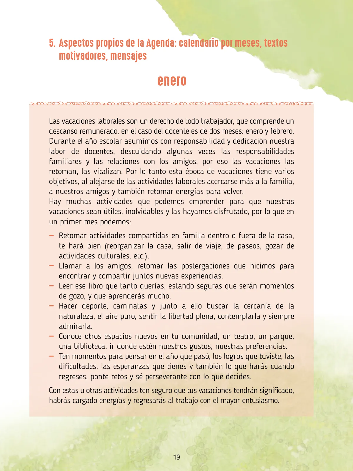 Página 21 de Agenda pedagógica 2017-2018 para docentes de II Ciclo de Instituciones de nivel de Educación Inicial · 2017