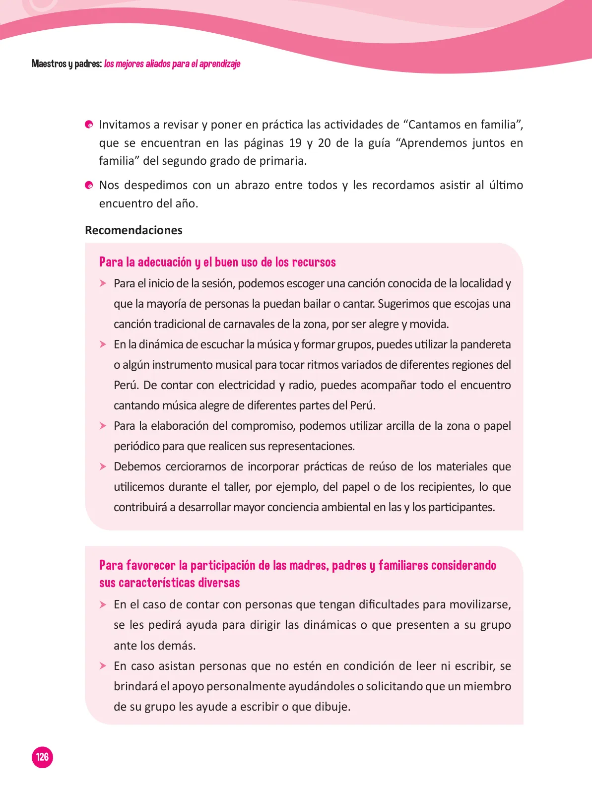 Página 128 de Guía para el trabajo docente con las familias del ciclo III de Primaria · 2016