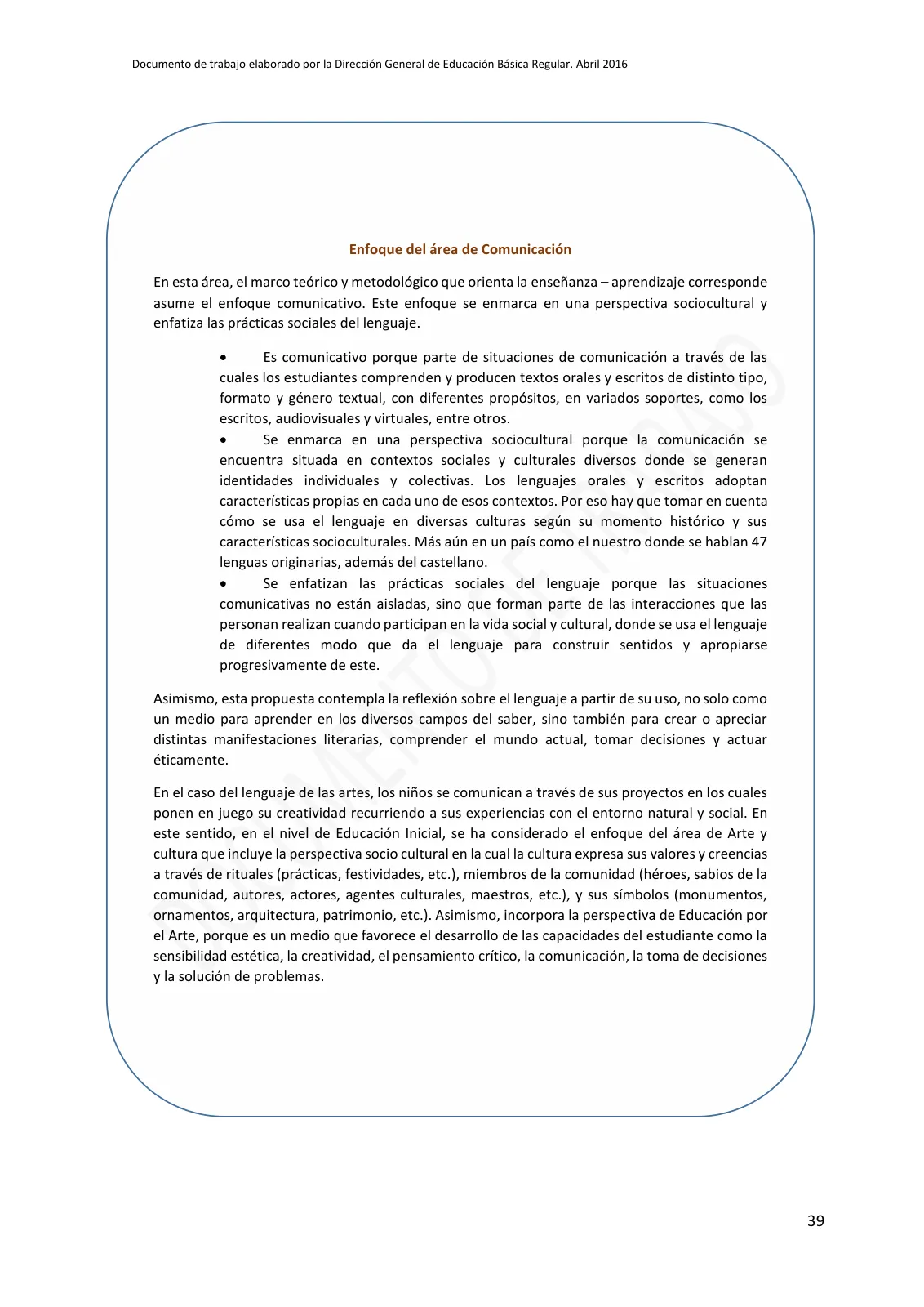 Miniatura página 39 de Programa curricular de Educación Inicial · 2016