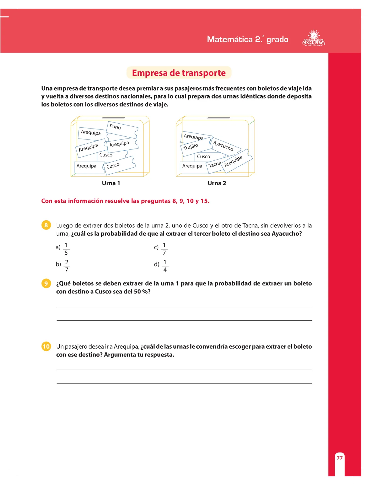 Página 77 de Matemática 2 : cuaderno de reforzamiento pedagógico - JEC · 2016