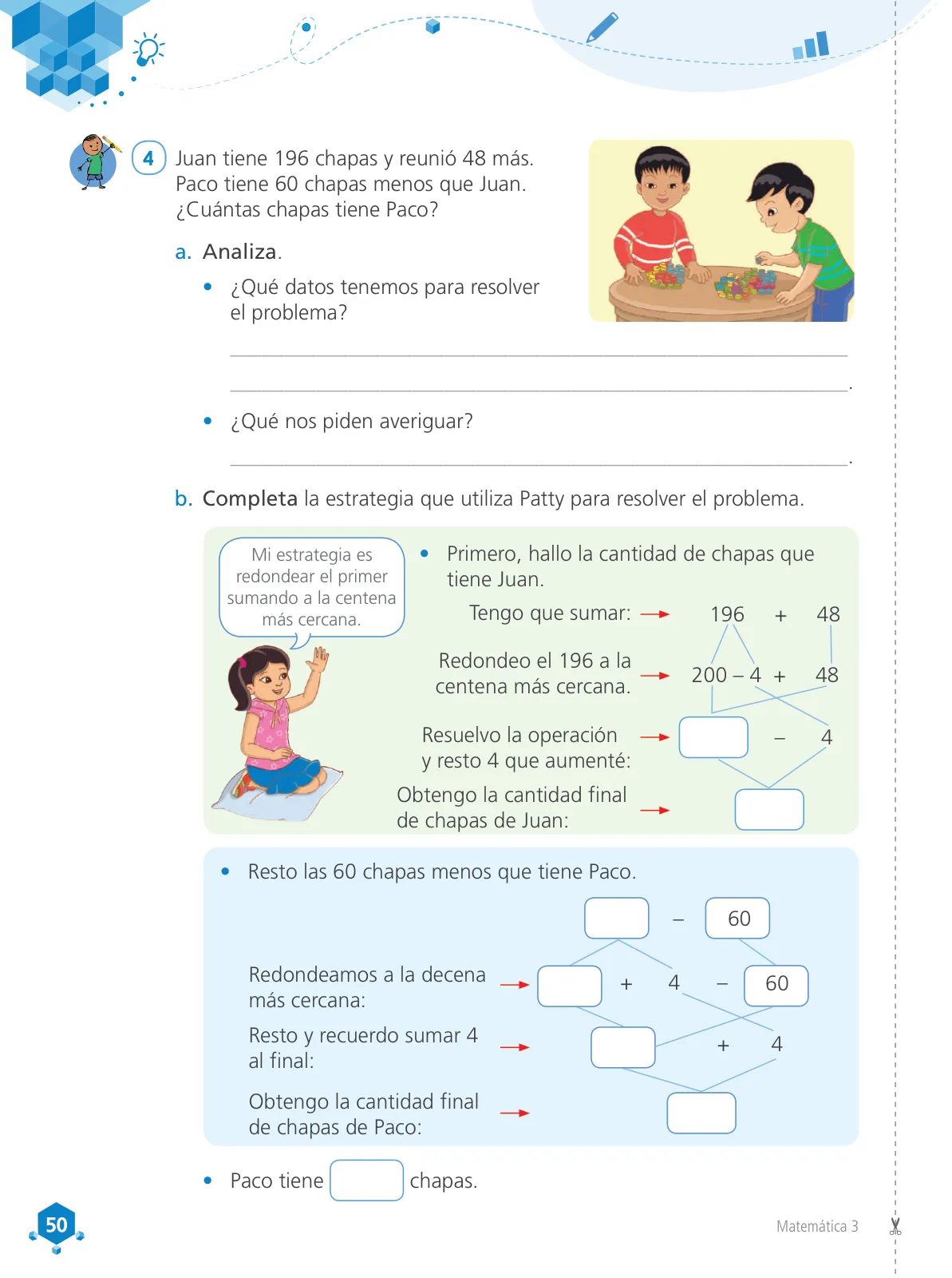 Página 52 de Matemática 3 : cuaderno de trabajo para tercer grado de Educación Primaria 2019 · 2019