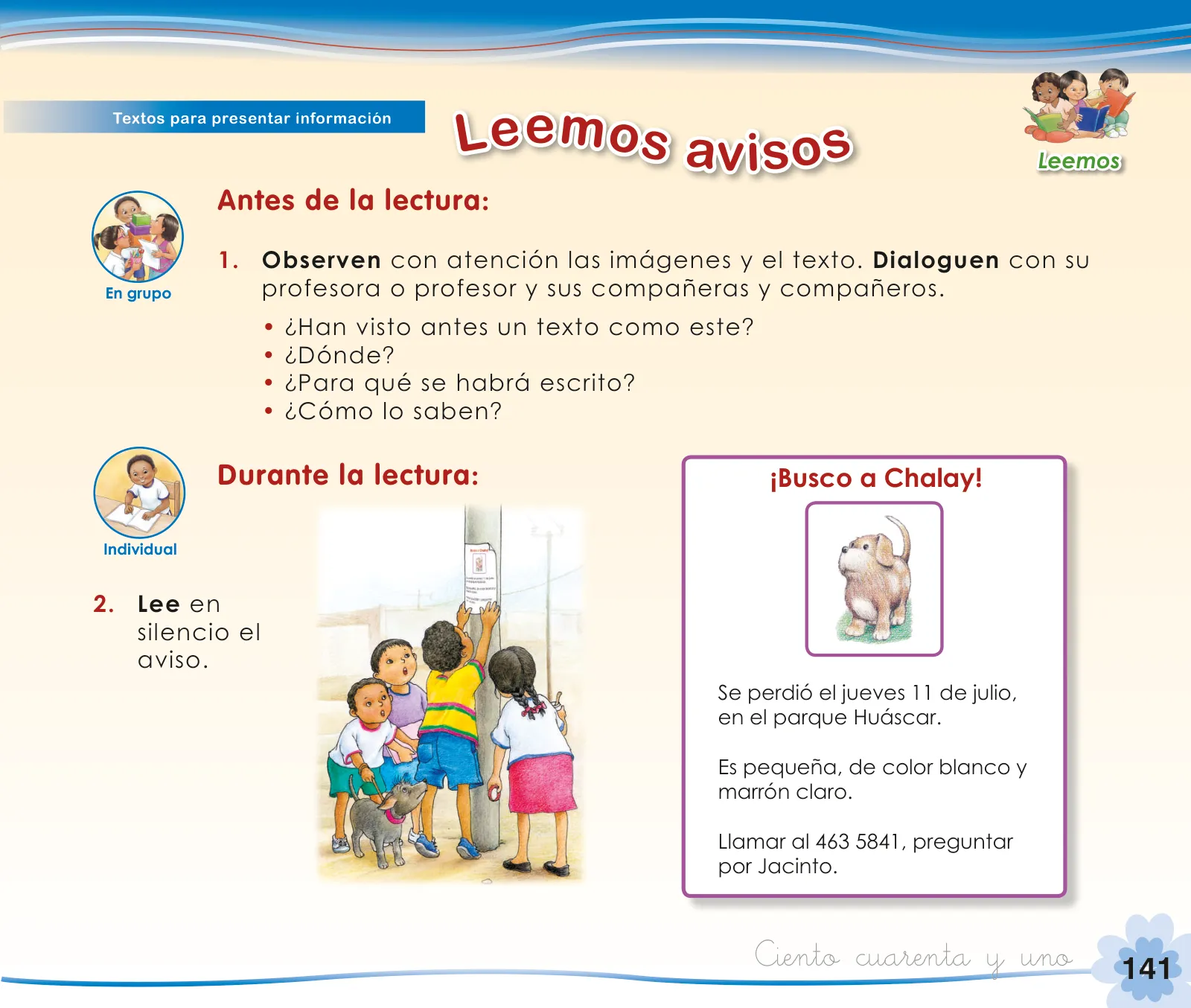 Página 143 de Comunicación 1 : cuaderno de trabajo para primer grado de Educación Primaria 2019 · 2019