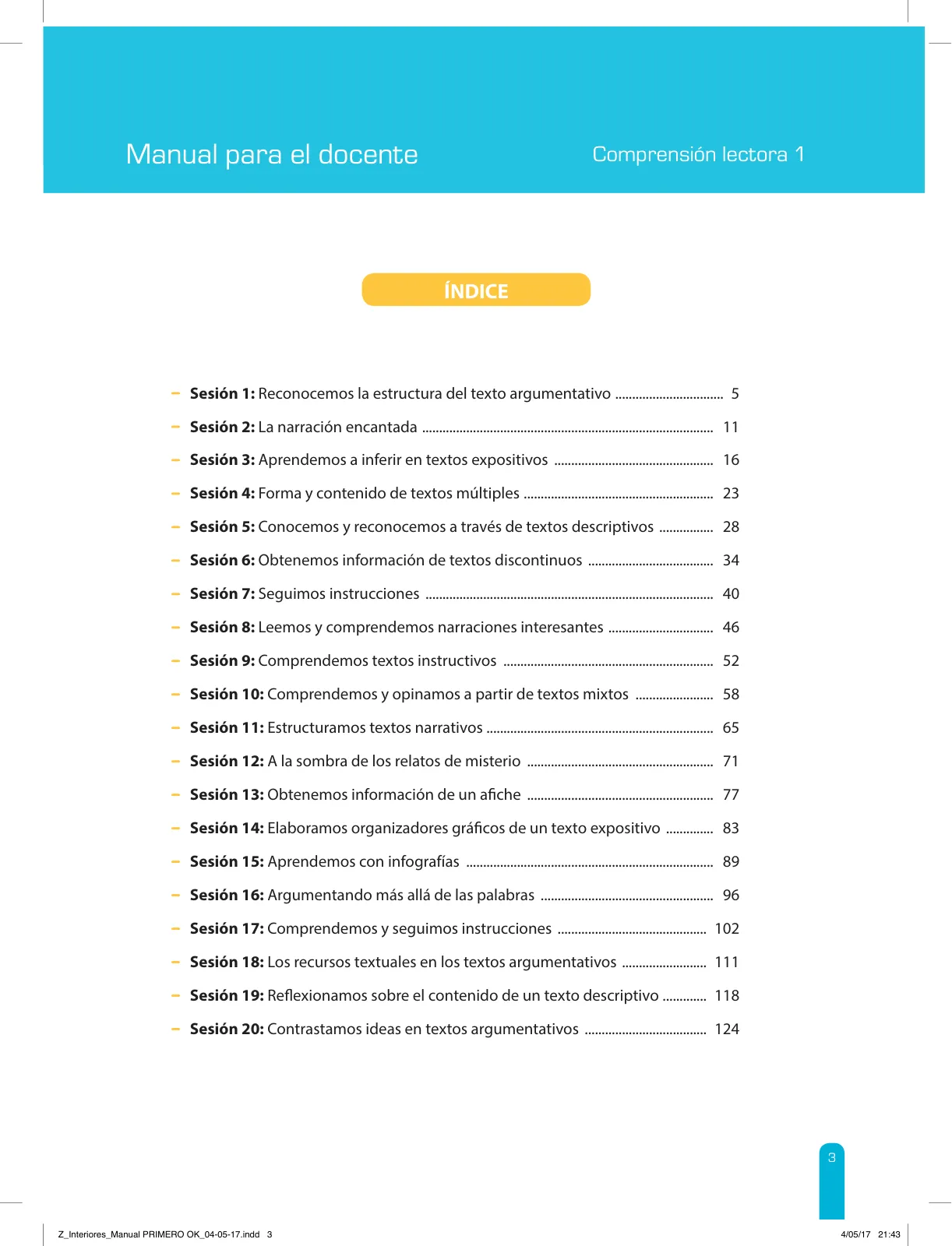 Miniatura página 5 de Comprensión lectora 1 : manual para el docente de primer grado de Secundaria · 2017