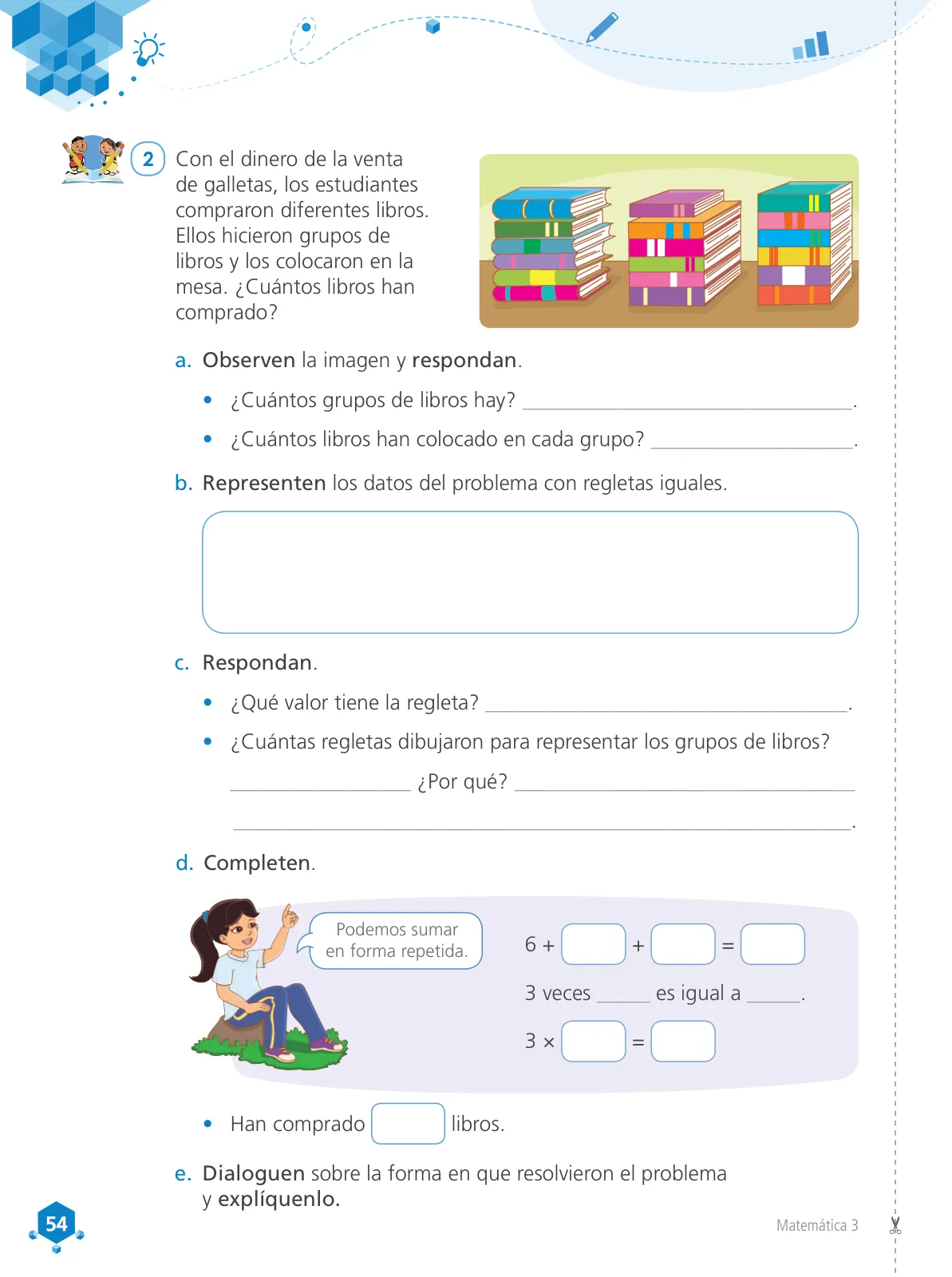 Página 56 de Matemática 3 : cuaderno de trabajo para tercer grado de Educación Primaria 2019 · 2019