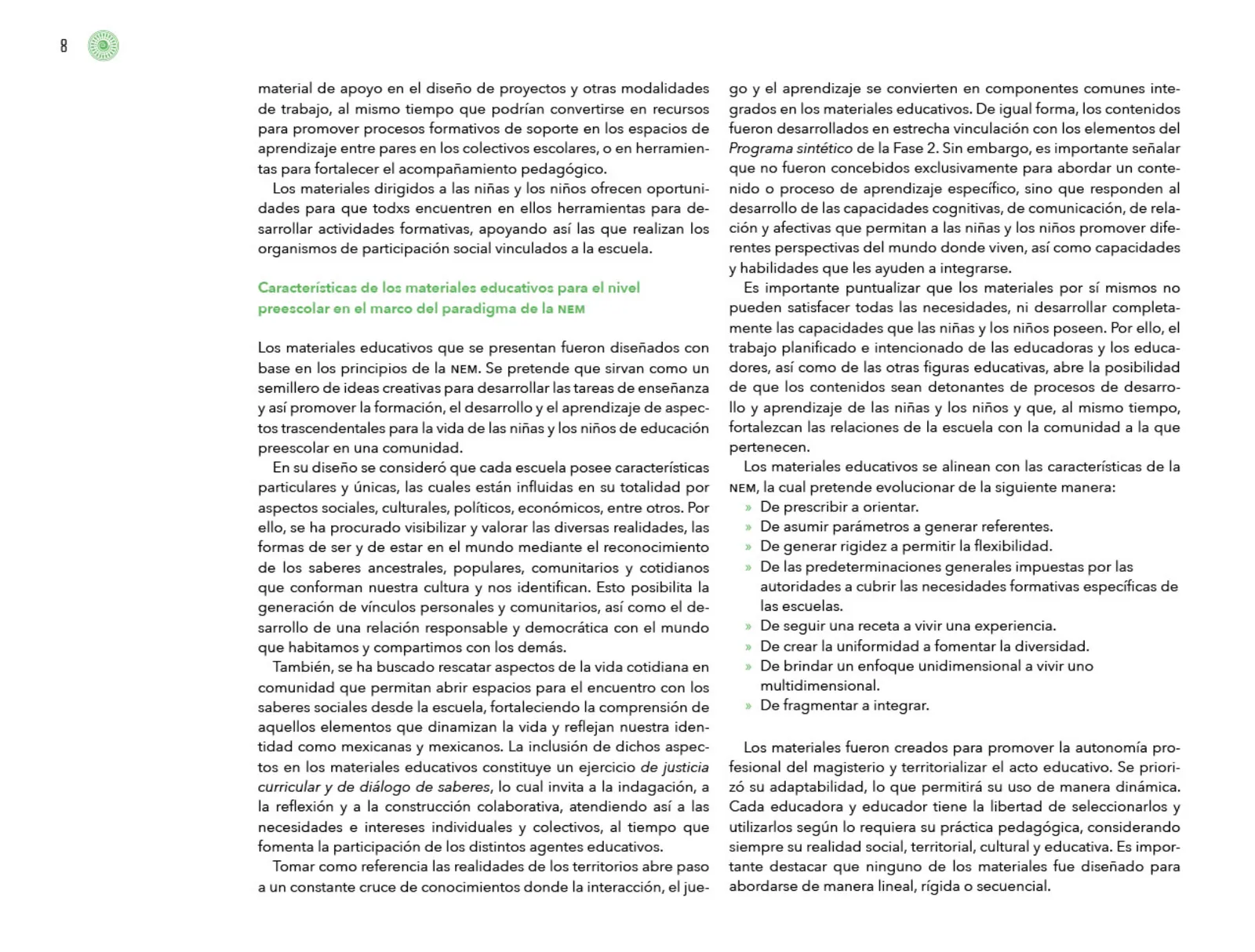 Página 9 de Posibilidades de trabajo para la acción transformadora y el codiseño. Ficheros. Fase 2 Libro de Educación Preescolar Grado 1°, 2°, 3° Ciclo Escolar 2025 - 2026