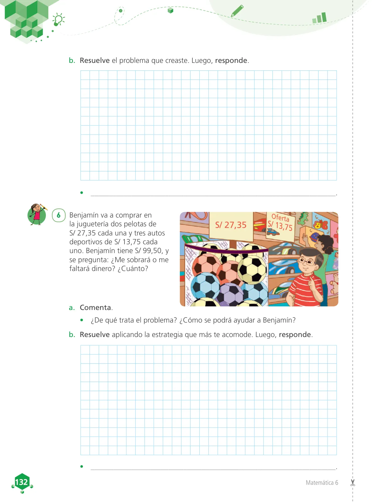 Página 134 de Matemática 6 : cuaderno de trabajo para sexto grado de Educación Primaria 2019 · 2019