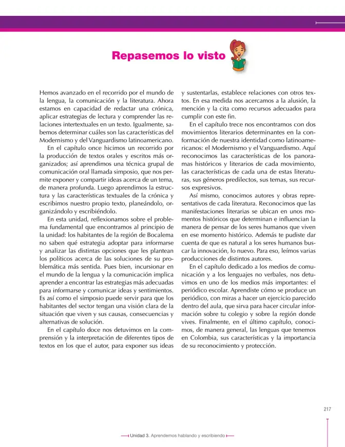 Página 217 de Lenguaje 9° · Secundaria Activa