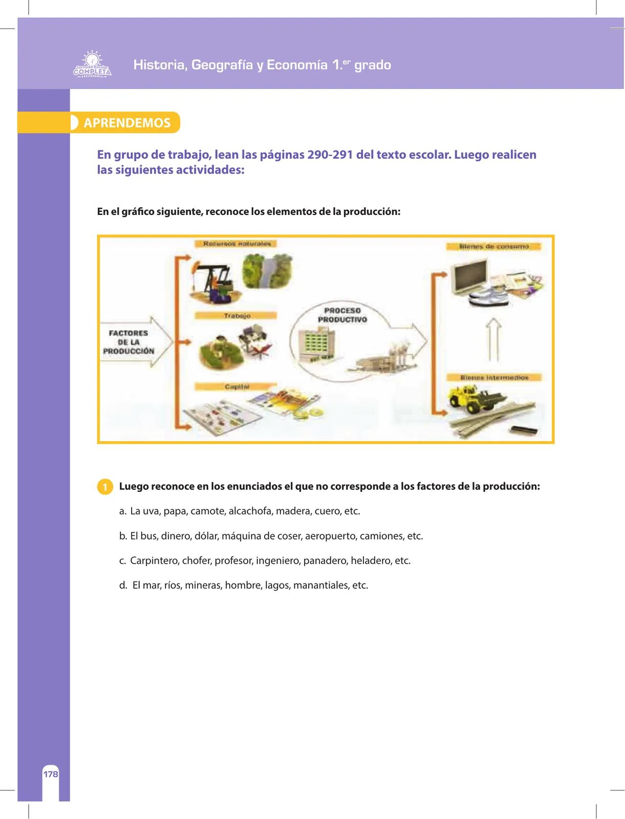 Página 178 de Historia, Geografía y Economía 1 : cuaderno de reforzamiento pedagógico - JEC · 2016