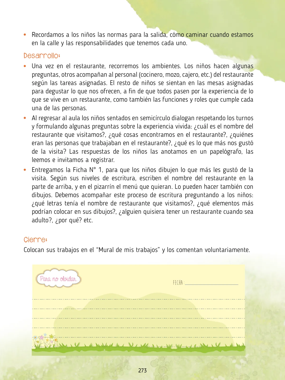 Página 275 de Agenda pedagógica 2017-2018 para docentes de II Ciclo de Instituciones de nivel de Educación Inicial · 2017
