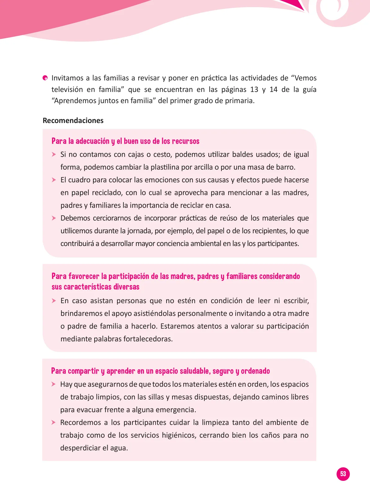 Página 55 de Guía para el trabajo docente con las familias del ciclo III de Primaria · 2016