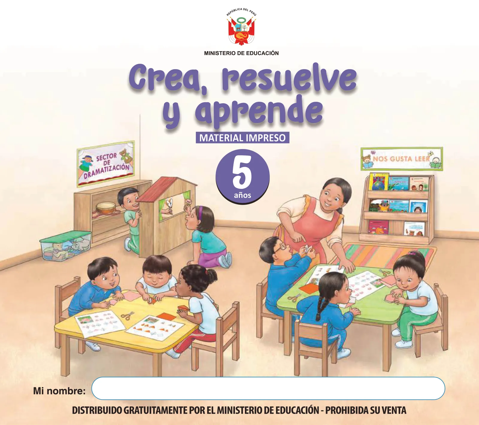 Portada de Crea, resuelve y aprende. Material impreso para niñas y niños de 5 años · 2024