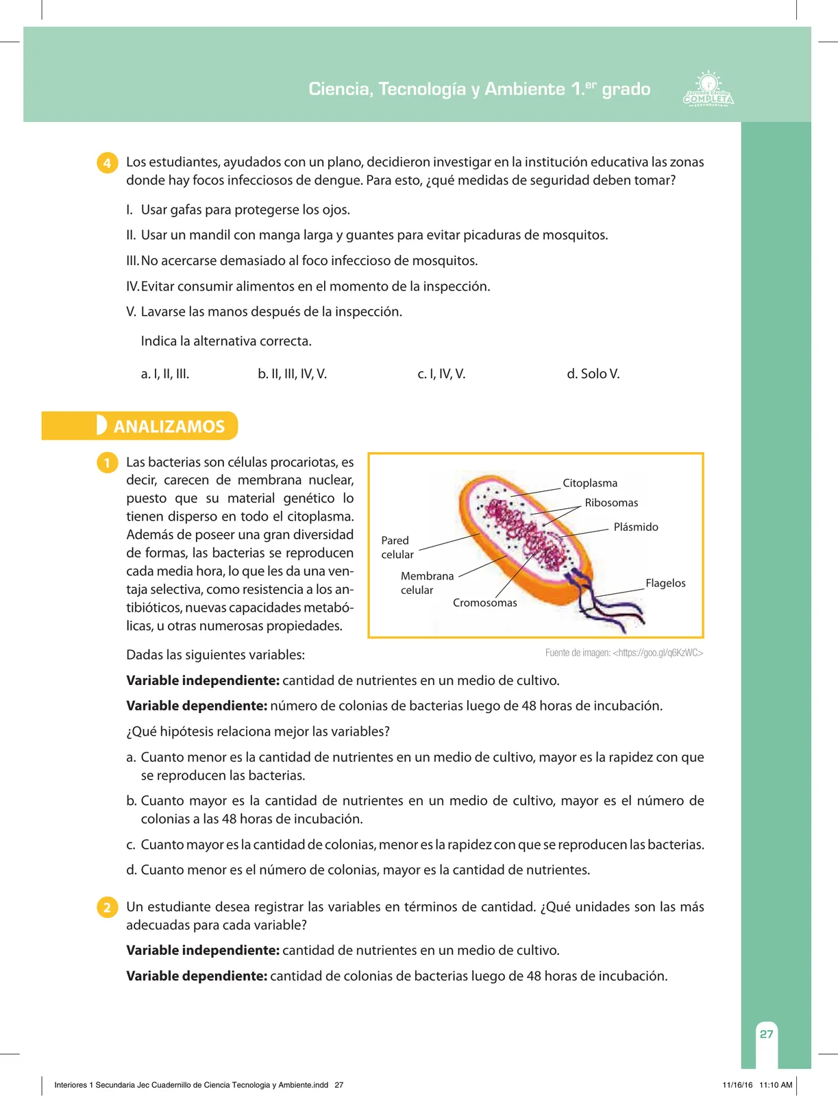 Página 27 de Ciencia, Tecnología y Ambiente 1. Cuaderno de reforzamiento pedagógico - JEC · 2016