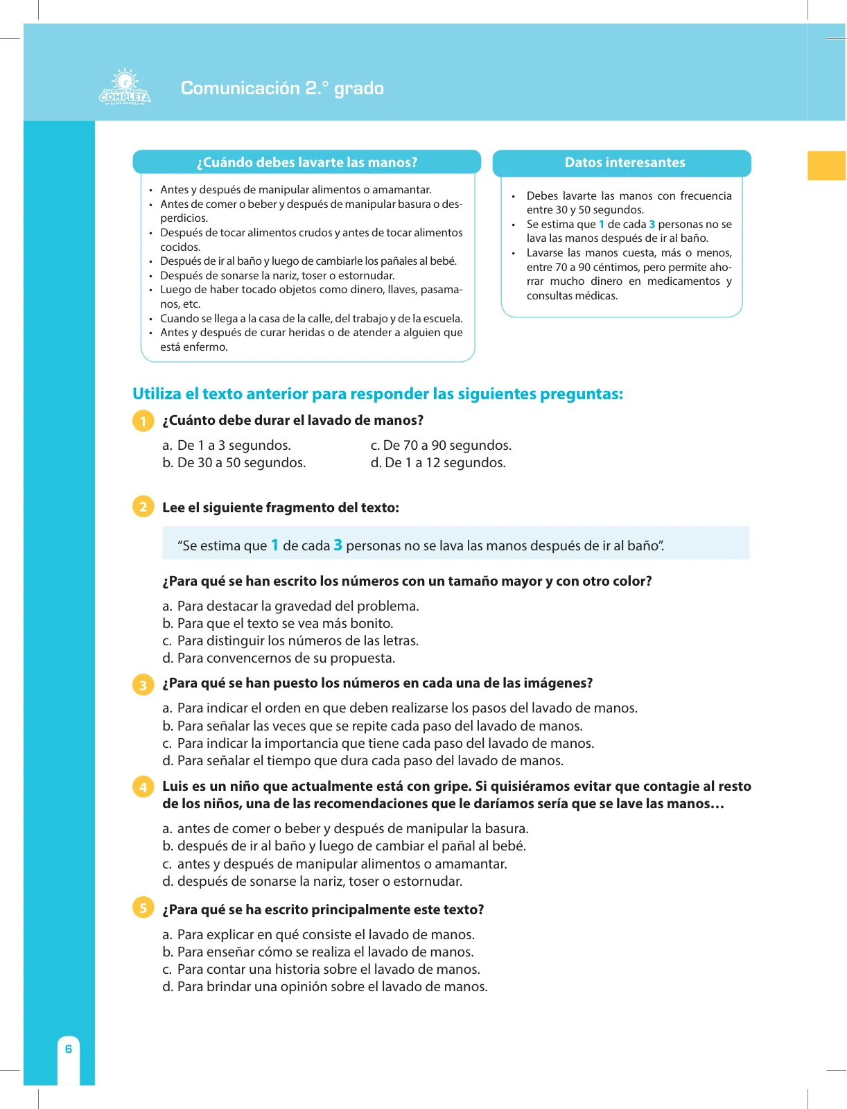 Miniatura página 6 de Comunicación Secundaria 2. Cuaderno de reforzamiento pedagógico - JEC · 2016