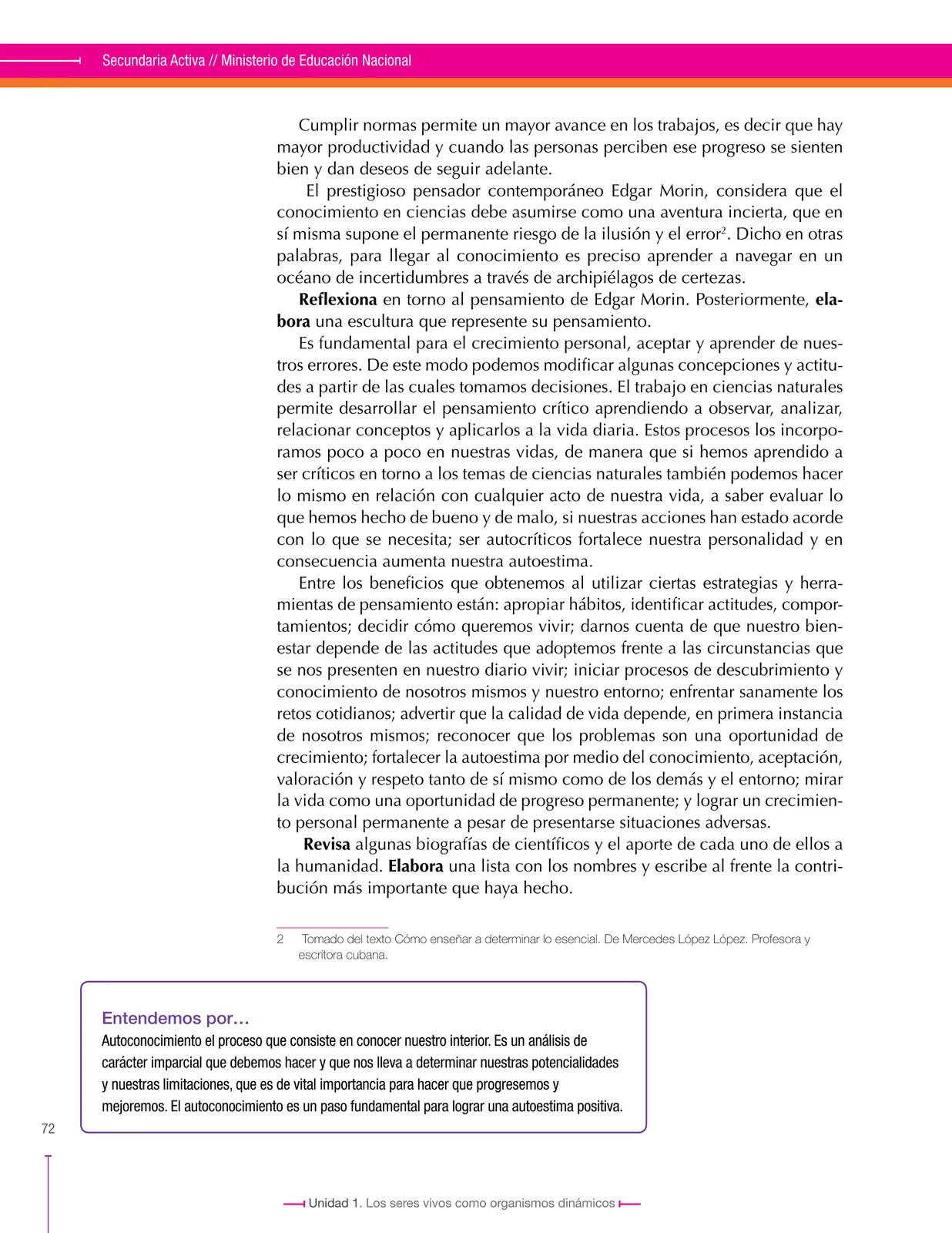 Página 72 de Ciencias Naturales 8° · Secundaria Activa