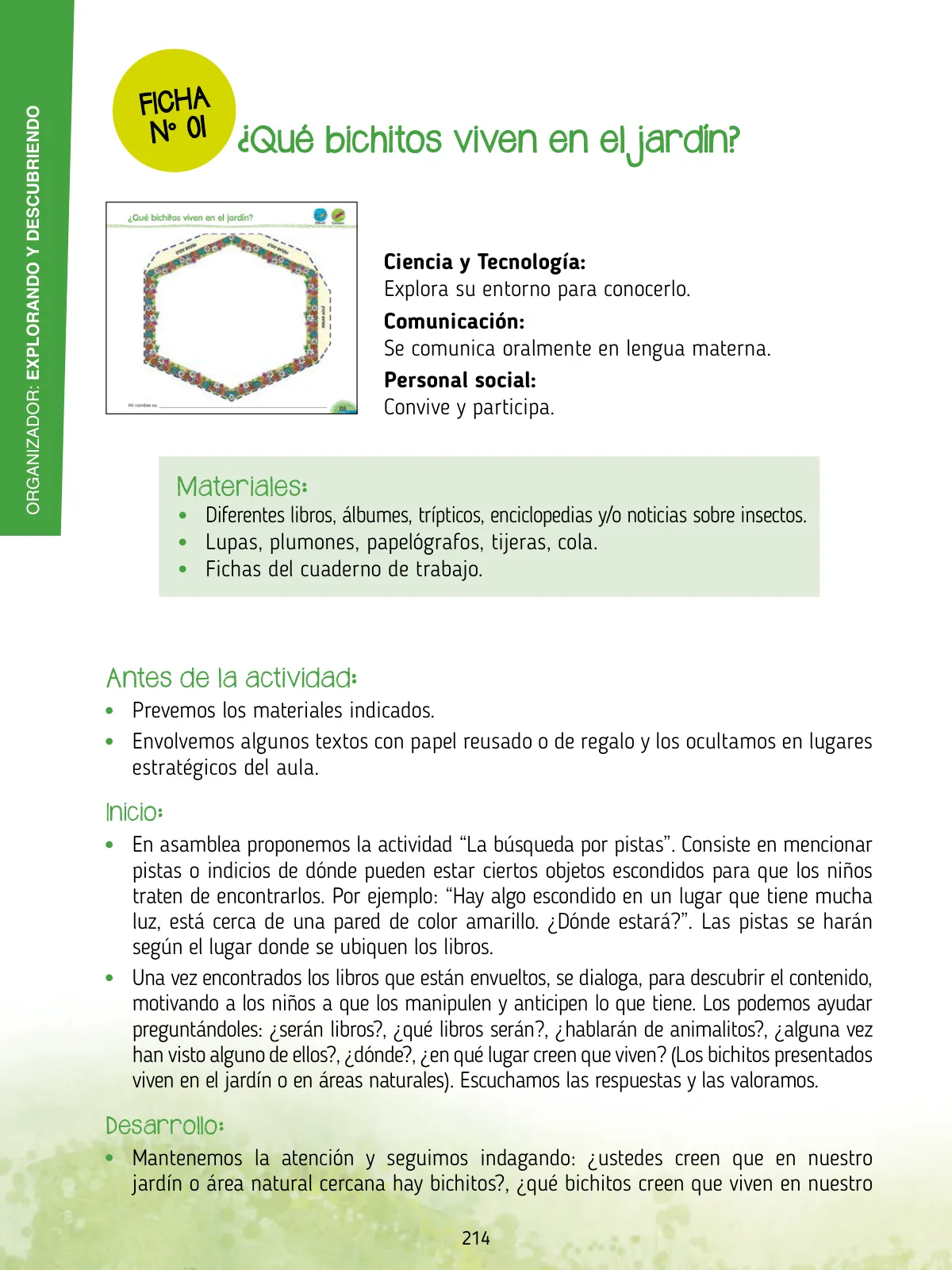 Página 216 de Agenda pedagógica 2017-2018 para docentes de II Ciclo de Instituciones de nivel de Educación Inicial · 2017