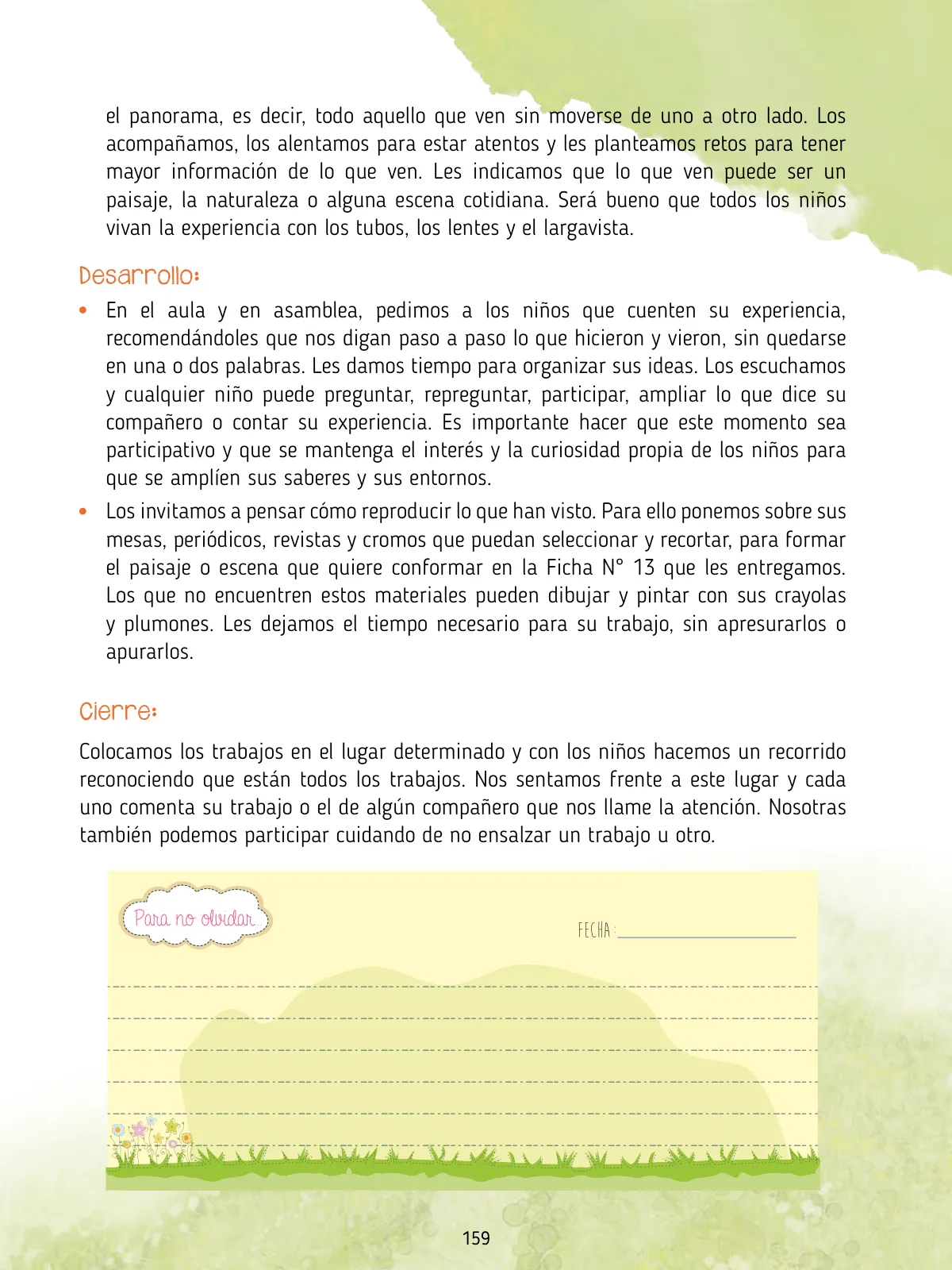 Página 161 de Agenda pedagógica 2017-2018 para docentes de II Ciclo de Instituciones de nivel de Educación Inicial · 2017