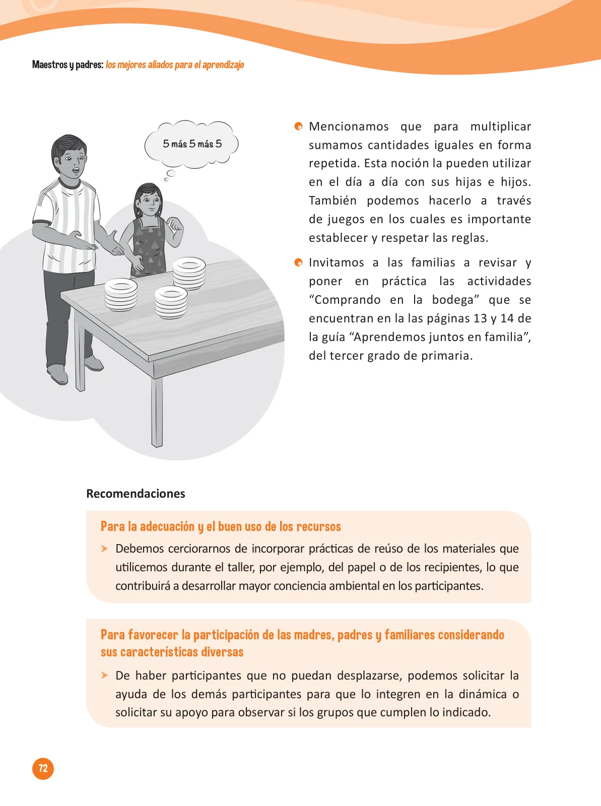 Página 74 de Guía para el trabajo docente con las familias del ciclo IV de Primaria · 2016