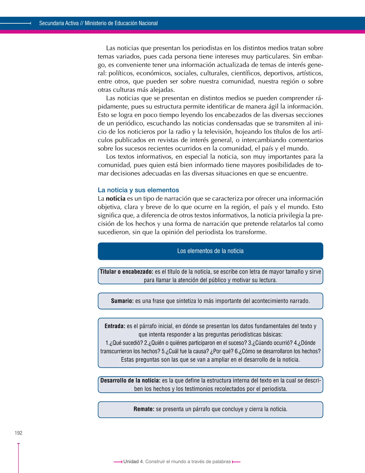 Miniatura página 192 de Lenguaje 6° · Secundaria Activa