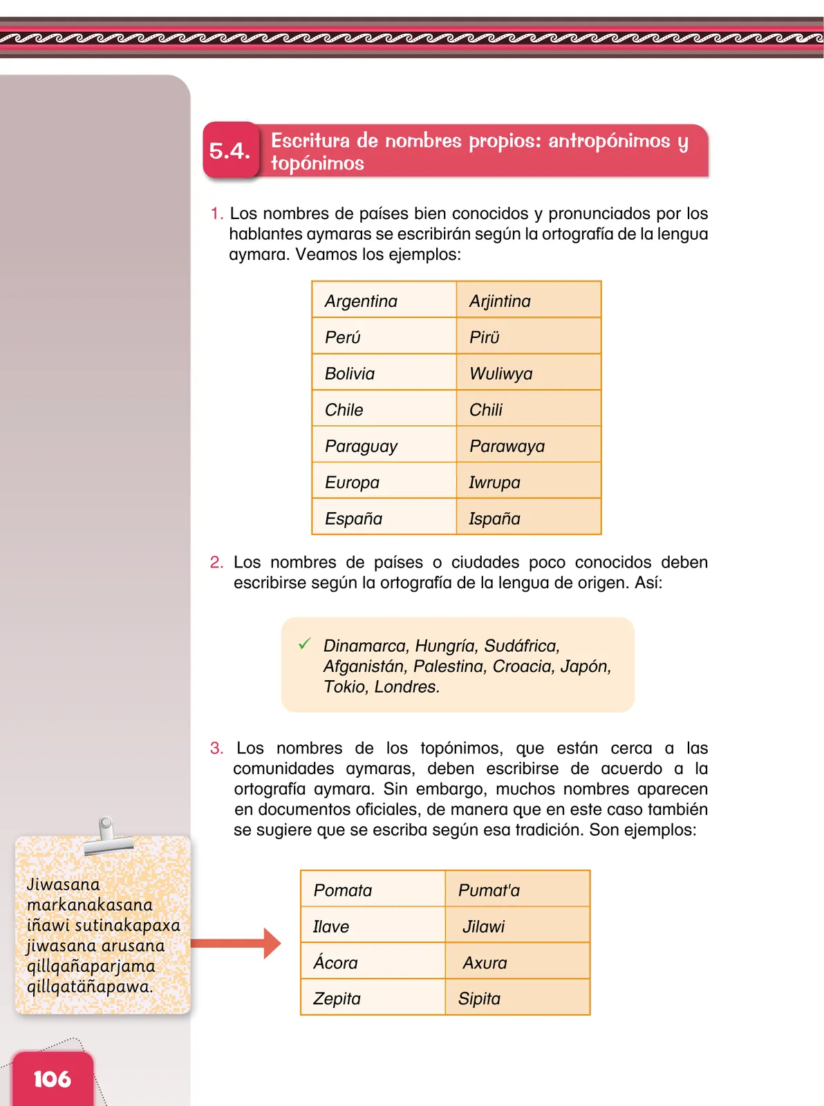 Página 108 de Aymara arutha chiqapa qillqañataki panka = Manual de escritura Aimara · 2021