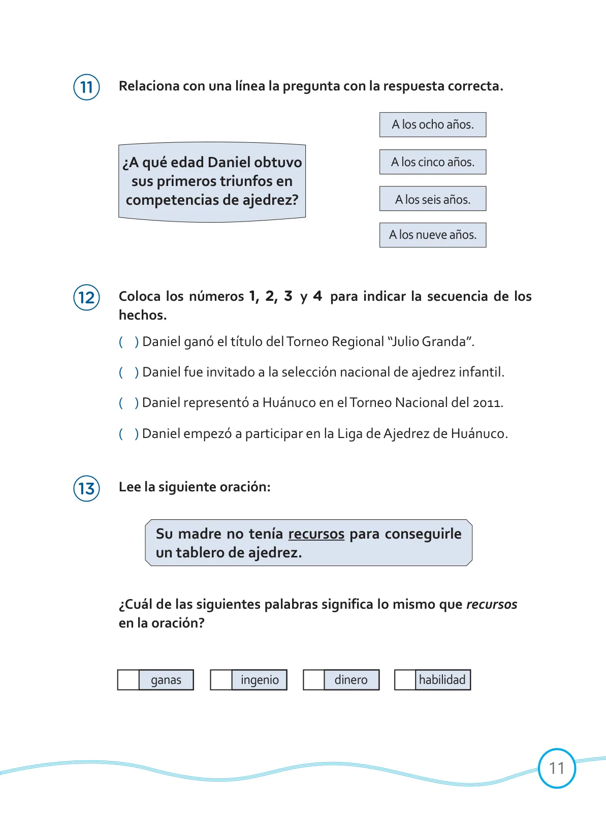 Página 11 de Kit de evaluación Entrada 1 Demostrando lo que aprendimos : Comunicación, primer trimestre, Cuarto grado - Primaria · 2019