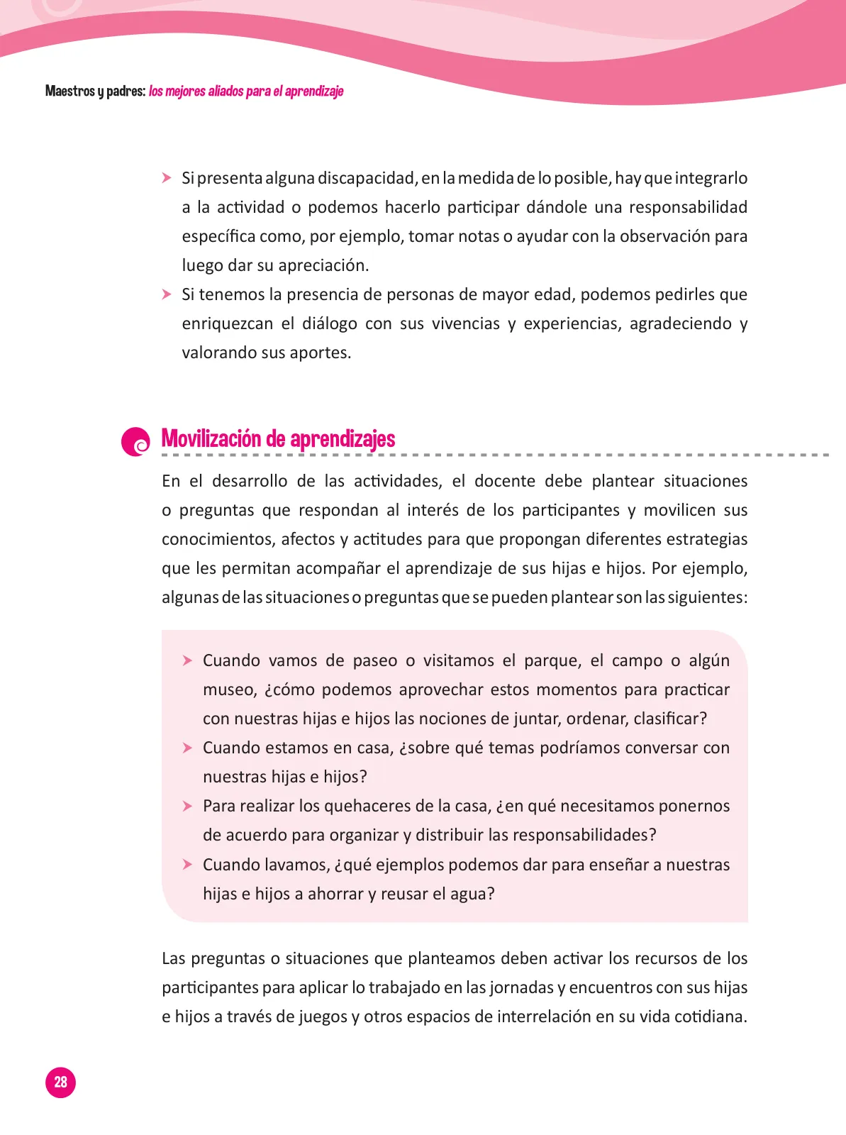 Miniatura página 30 de Guía para el trabajo docente con las familias del ciclo III de Primaria · 2016