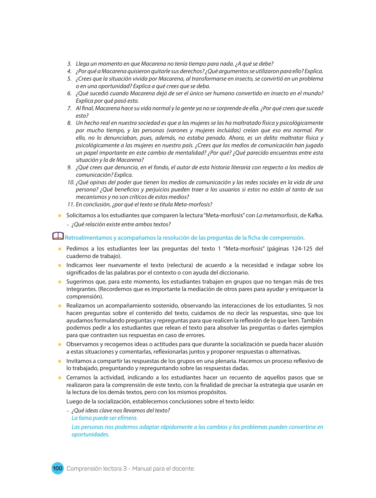 Miniatura página 102 de Comprensión lectora : manual para el docente de tercer grado de Secundaria 2018 · 2018
