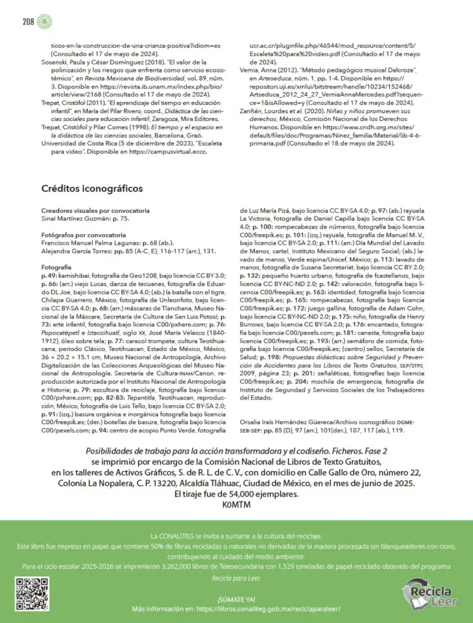 Página 209 de Modalidades de trabajo para la acción transformadora y el codiseño Libro de Educación Preescolar Grado 1°, 2°, 3° Ciclo Escolar 2025 - 2026